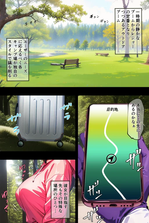 丸出しのソロキャン女子を青空の下で中出し種付け 処女・巨乳・ぽっちゃり サンプル3ページ目（キクヤ）