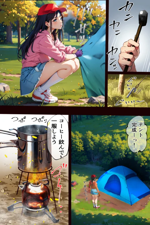 丸出しのソロキャン女子を青空の下で中出し種付け 処女・巨乳・ぽっちゃり サンプル6ページ目（キクヤ）