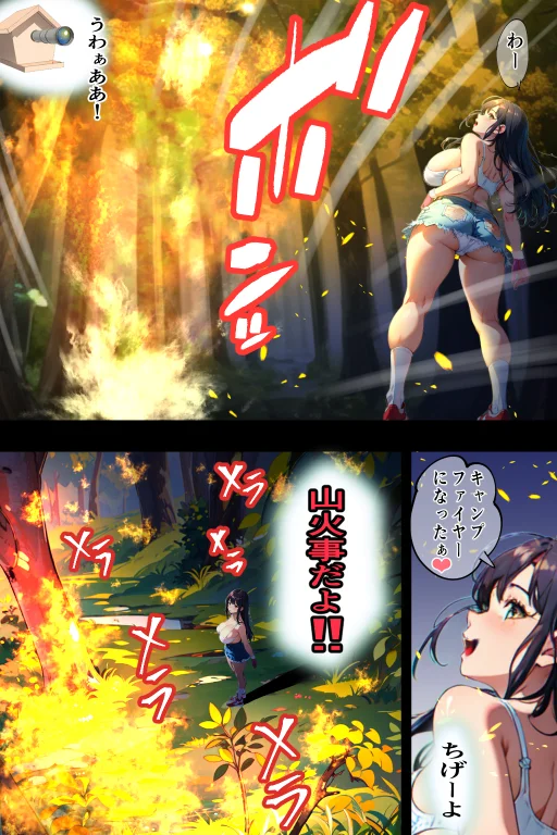 丸出しのソロキャン女子を青空の下で中出し種付け 処女・巨乳・ぽっちゃり サンプル21ページ目（キクヤ）