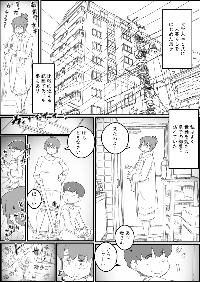 1人暮らしの息子の部屋で… 千鶴さんの場合 熟女・巨乳・近親相姦 サンプル3ページ目（ヒレカツ）