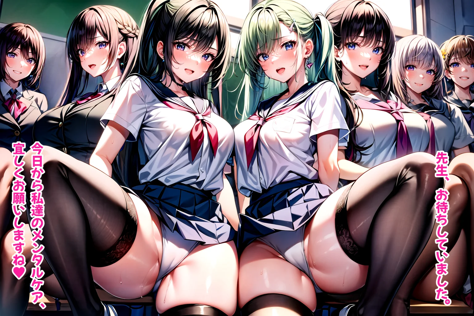 JKハーレム学園〜ハメてもハメても終わらない女子校生だらけのハーレム中出し学園生活〜【1ぺージ1コマのマンガ風完全ストーリー】 制服・処女・学園もの サンプル4ページ目（変態マジシャン）
