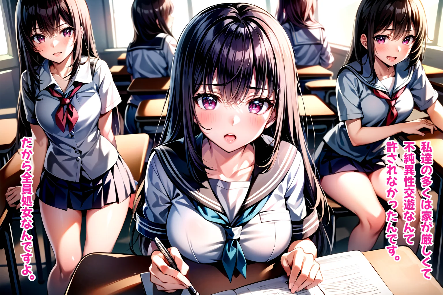 JKハーレム学園〜ハメてもハメても終わらない女子校生だらけのハーレム中出し学園生活〜【1ぺージ1コマのマンガ風完全ストーリー】 制服・処女・学園もの サンプル7ページ目（変態マジシャン）