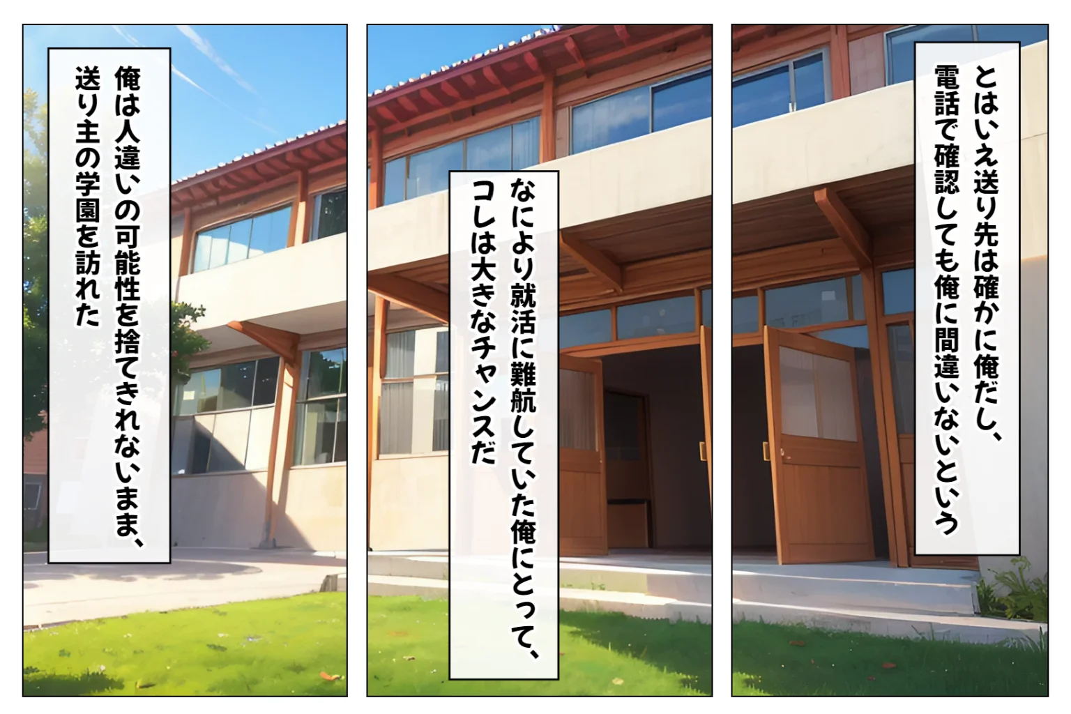 デカ尻ハーレム学園〜ハメてもハメても終わらない巨尻女子校生だらけのハーレム学園生活〜【1ぺージ1コマのマンガ風完全ストーリー】 制服・処女・学園もの サンプル2ページ目（変態マジシャン）
