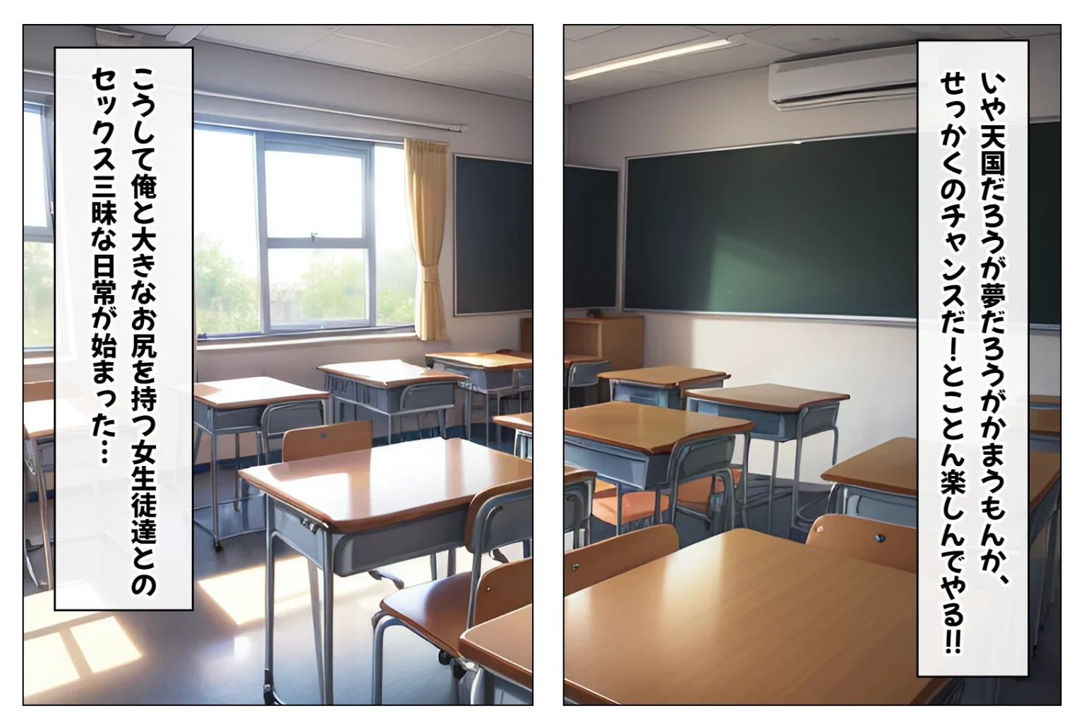 デカ尻ハーレム学園〜ハメてもハメても終わらない巨尻女子校生だらけのハーレム学園生活〜【1ぺージ1コマのマンガ風完全ストーリー】 制服・処女・学園もの サンプル11ページ目（変態マジシャン）