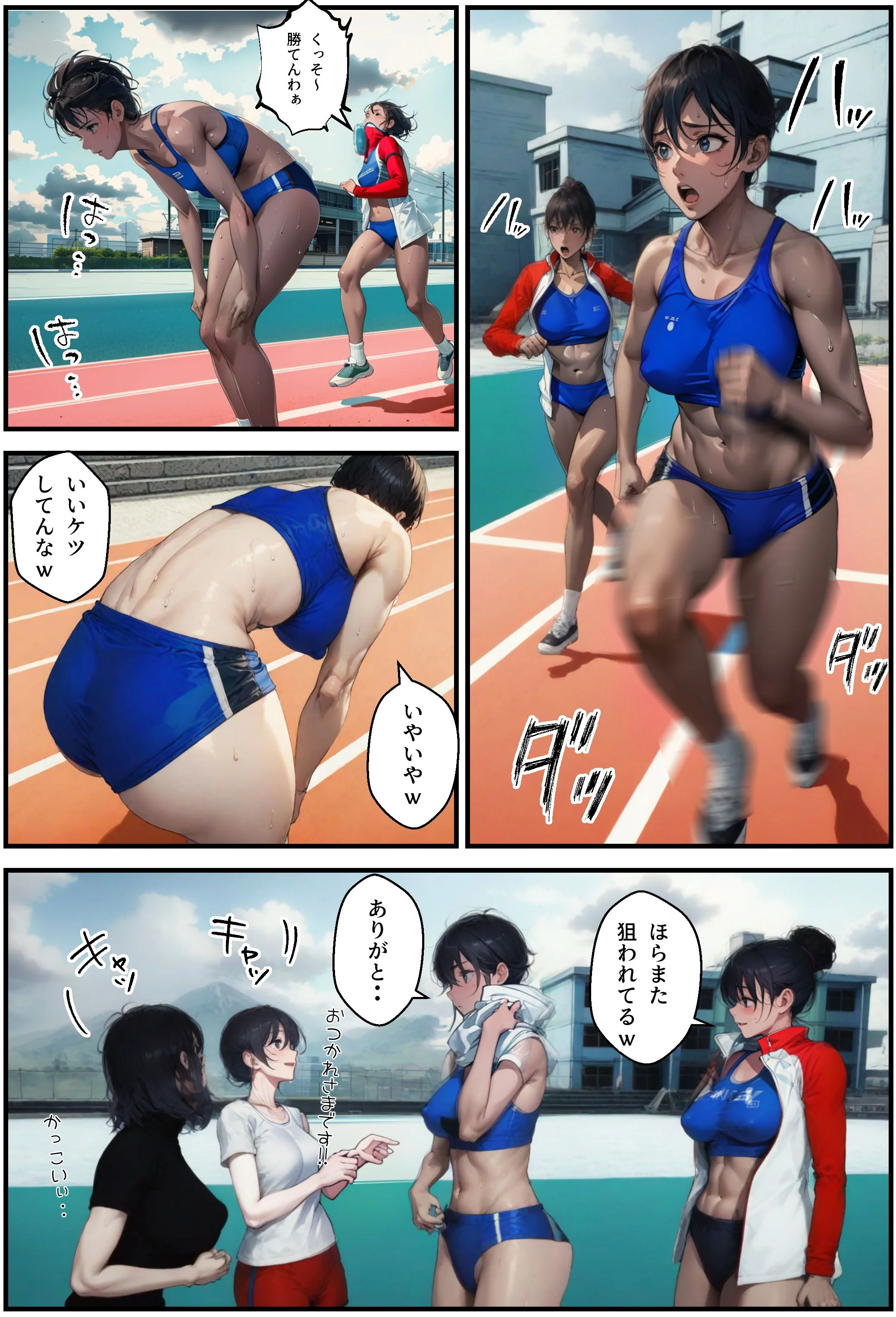 陸上女子と種付けマッサージ 制服・フェラ・イラマチオ サンプル1ページ目（アヤカシノイチ）