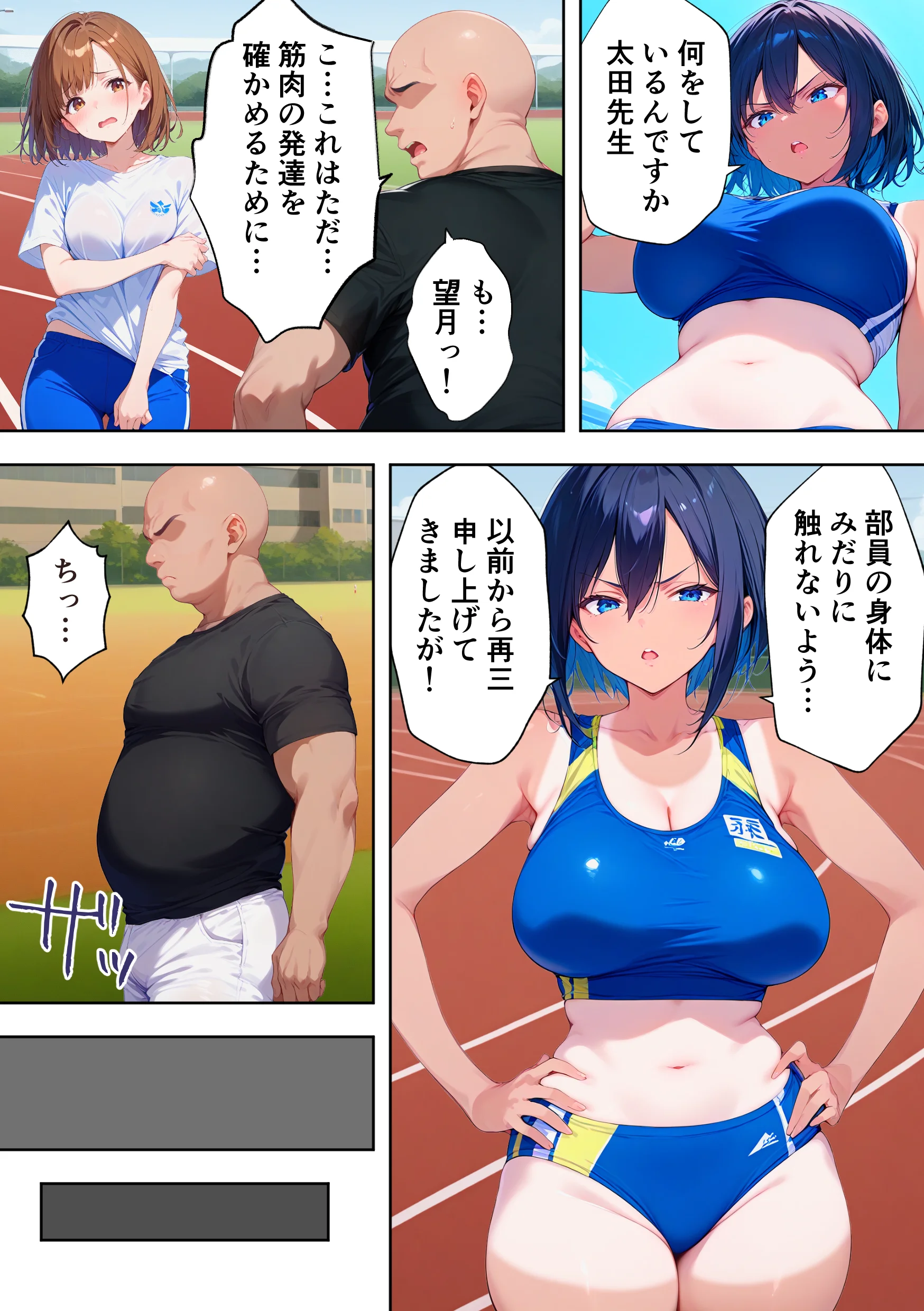 陸上部部長で幼馴染の強気な彼女が催●おじさんに寝取られ孕まされる話 制服・学園もの・巨乳 サンプル4ページ目（ぶるーと）