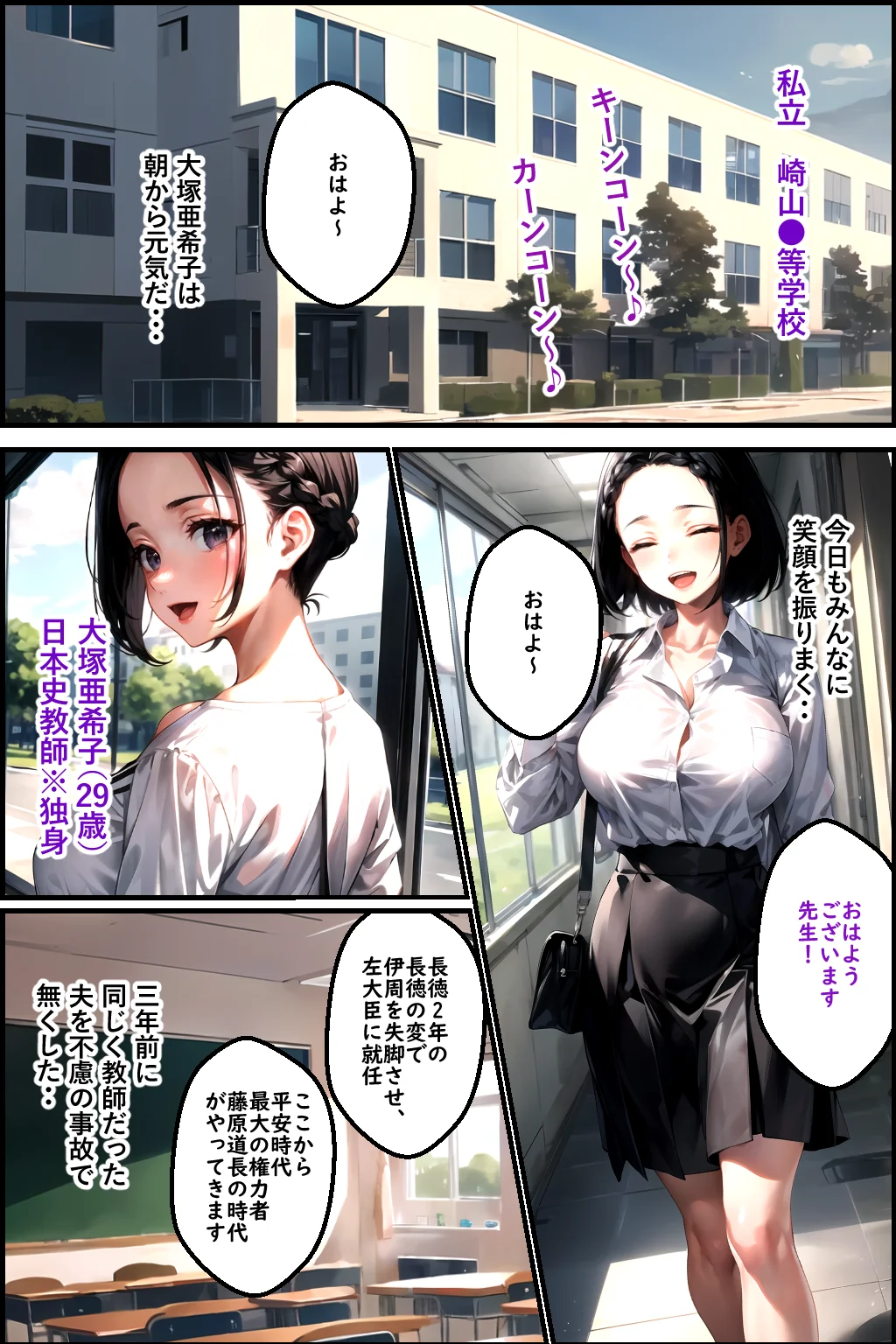 未亡人教師（上巻）大好きな先生が教頭の愛人に堕ちていた件 辱め・羞恥・異物挿入 サンプル4ページ目（ピンク堂書店）