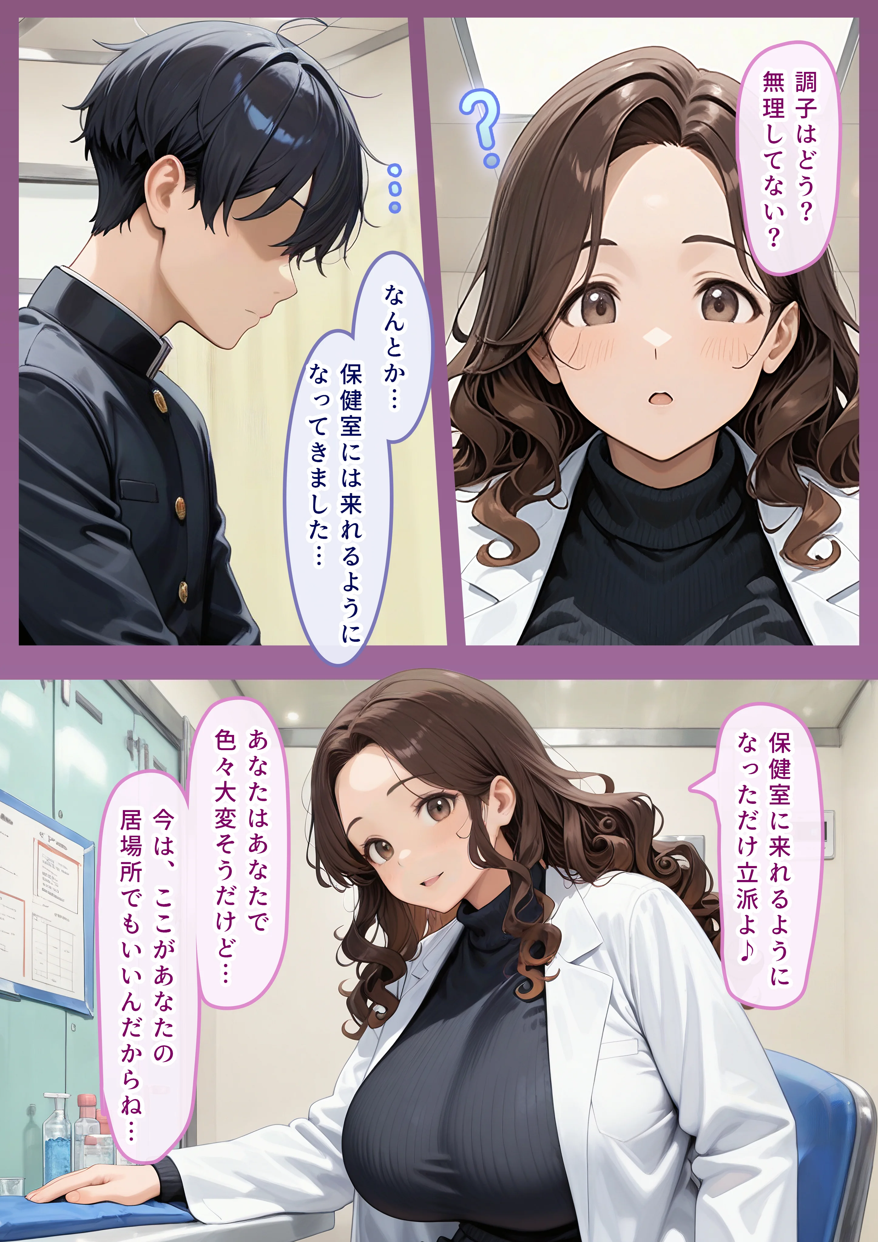 授乳保健室【ナミエ先生の特別カウンセリング】 ラブコメ・痴女・巨乳 サンプル2ページ目（にゃぷそでぃ）