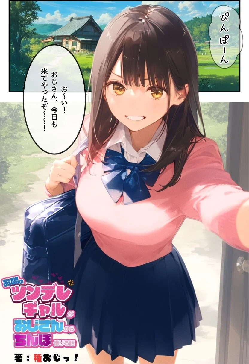 お隣のツンデレギャルがおじさんからちんぽ借りる話 制服・ギャル・中出し サンプル2ページ目（竿役が種付けおじさんじゃないとヌケないんだが・・・）