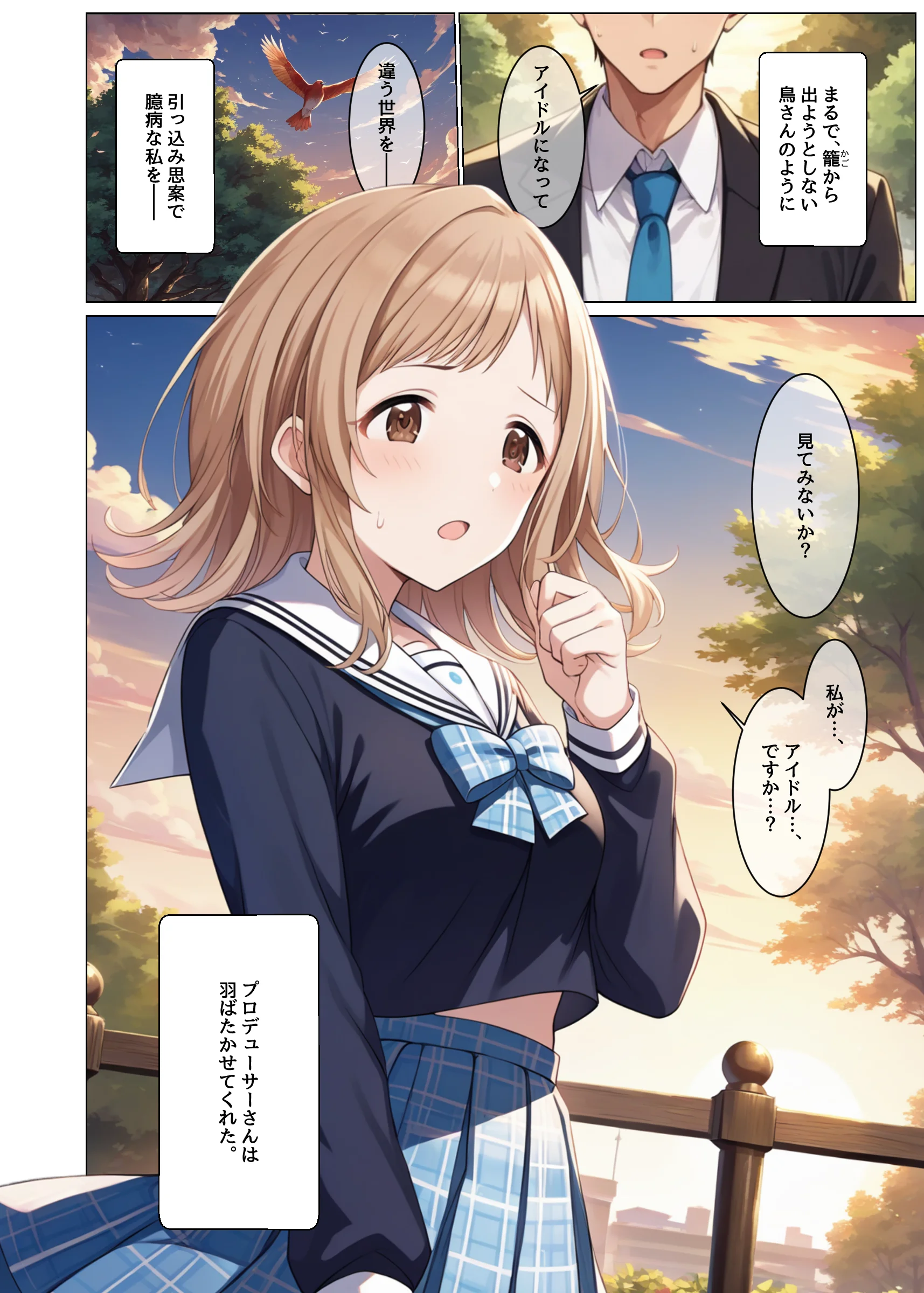 アイドルがプロデューサーと性接待の練習する話 寝取り・寝取られ・NTR・おっぱい・処女 サンプル1ページ目（アイ屋）