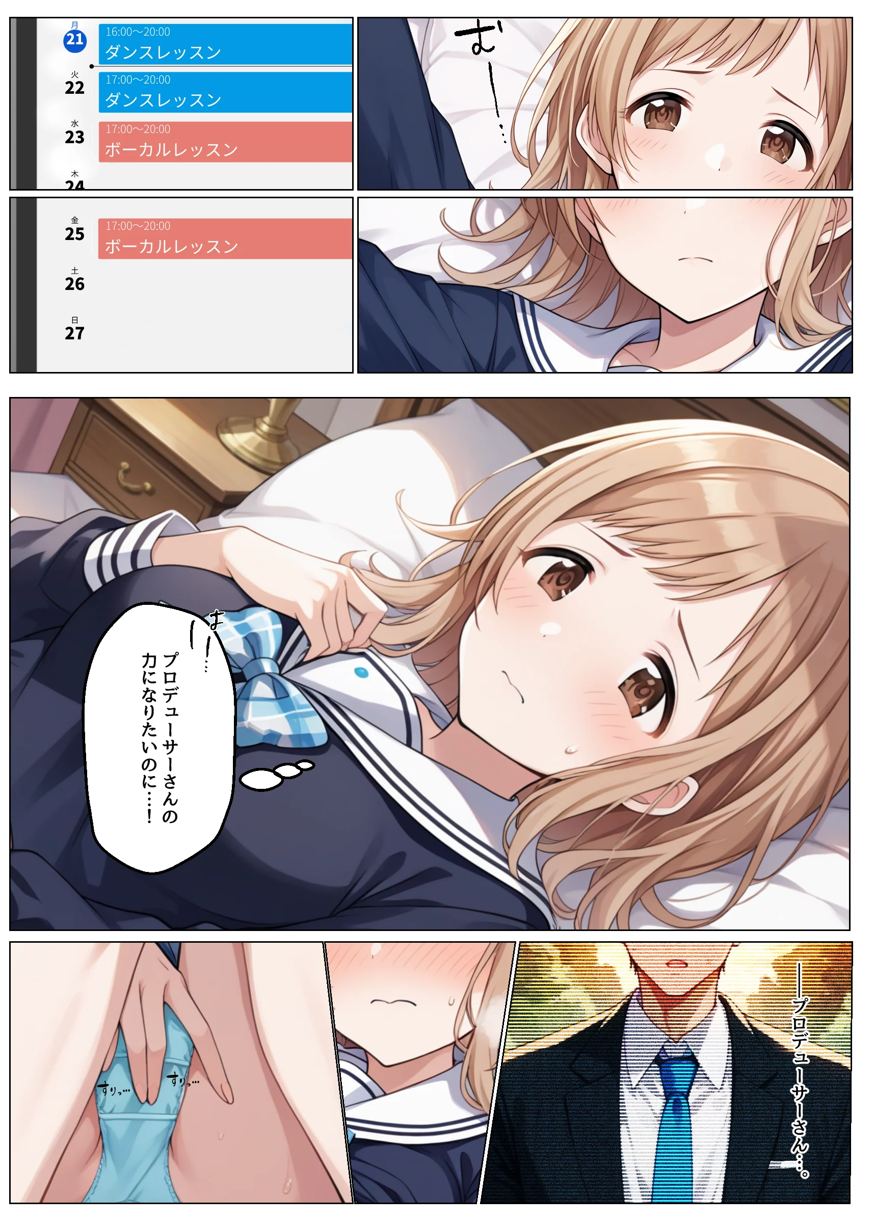 アイドルがプロデューサーと性接待の練習する話 寝取り・寝取られ・NTR・おっぱい・処女 サンプル4ページ目（アイ屋）