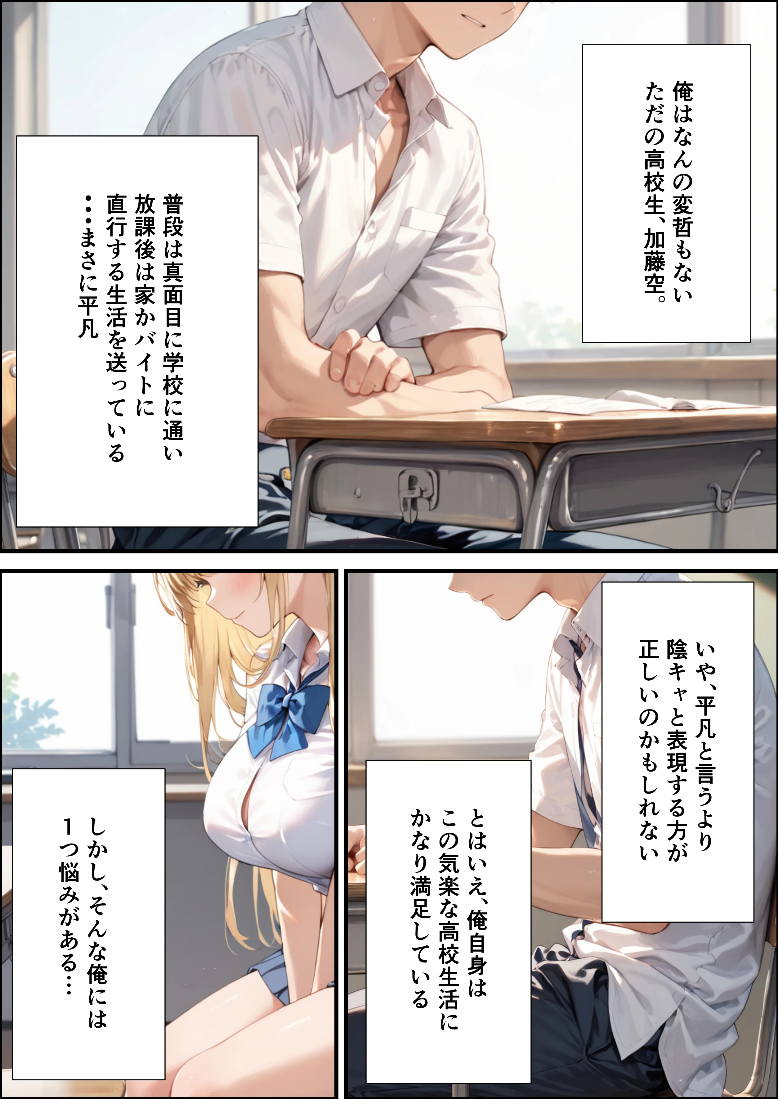 陰キャの俺が隣の席のギャルJKの爆乳を眺めてたら襲われた話【体験版20P】 制服・学園もの・巨乳 サンプル1ページ目（くろも！のドリームランド）