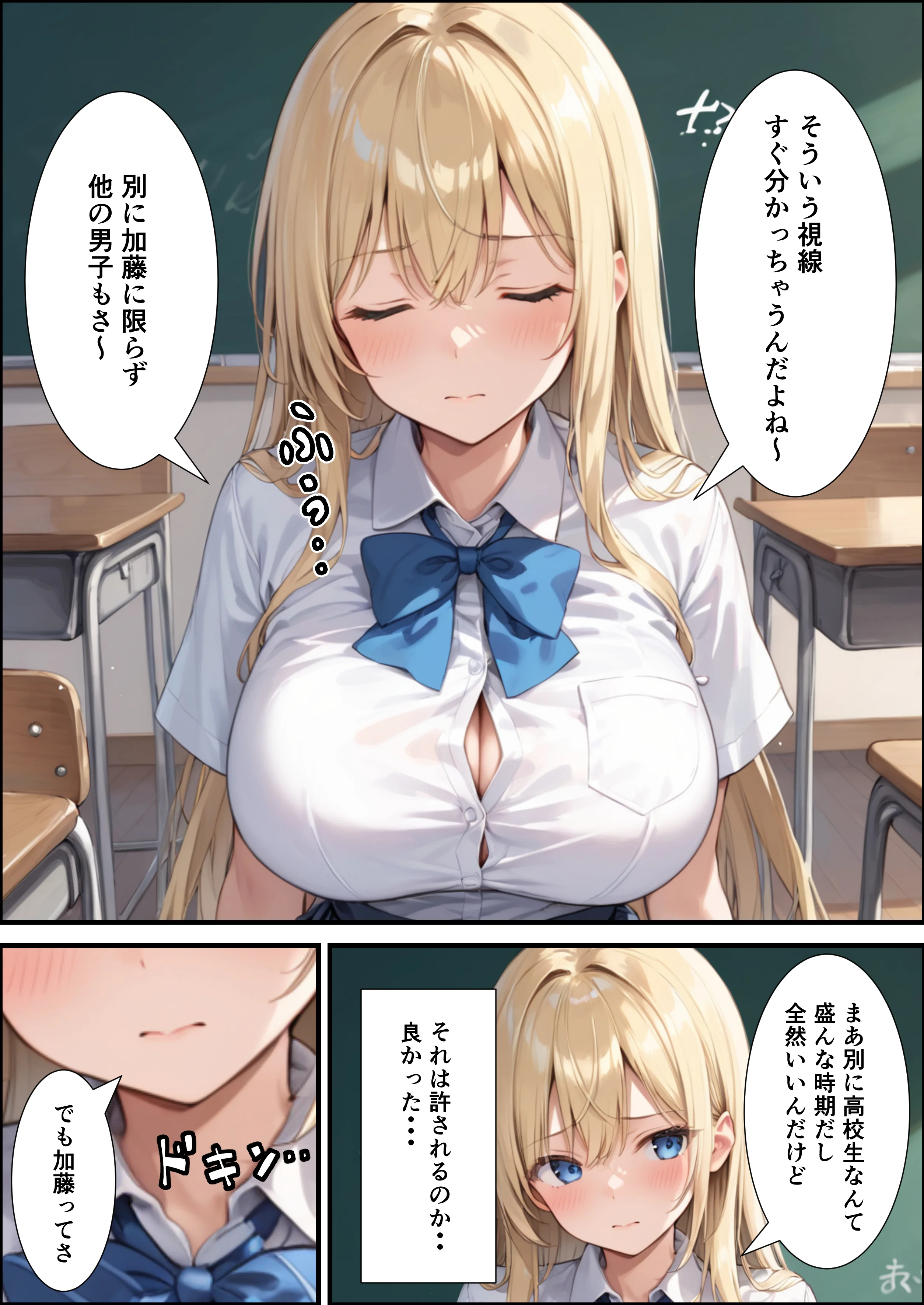 陰キャの俺が隣の席のギャルJKの爆乳を眺めてたら襲われた話【体験版20P】 制服・学園もの・巨乳 サンプル8ページ目（くろも！のドリームランド）