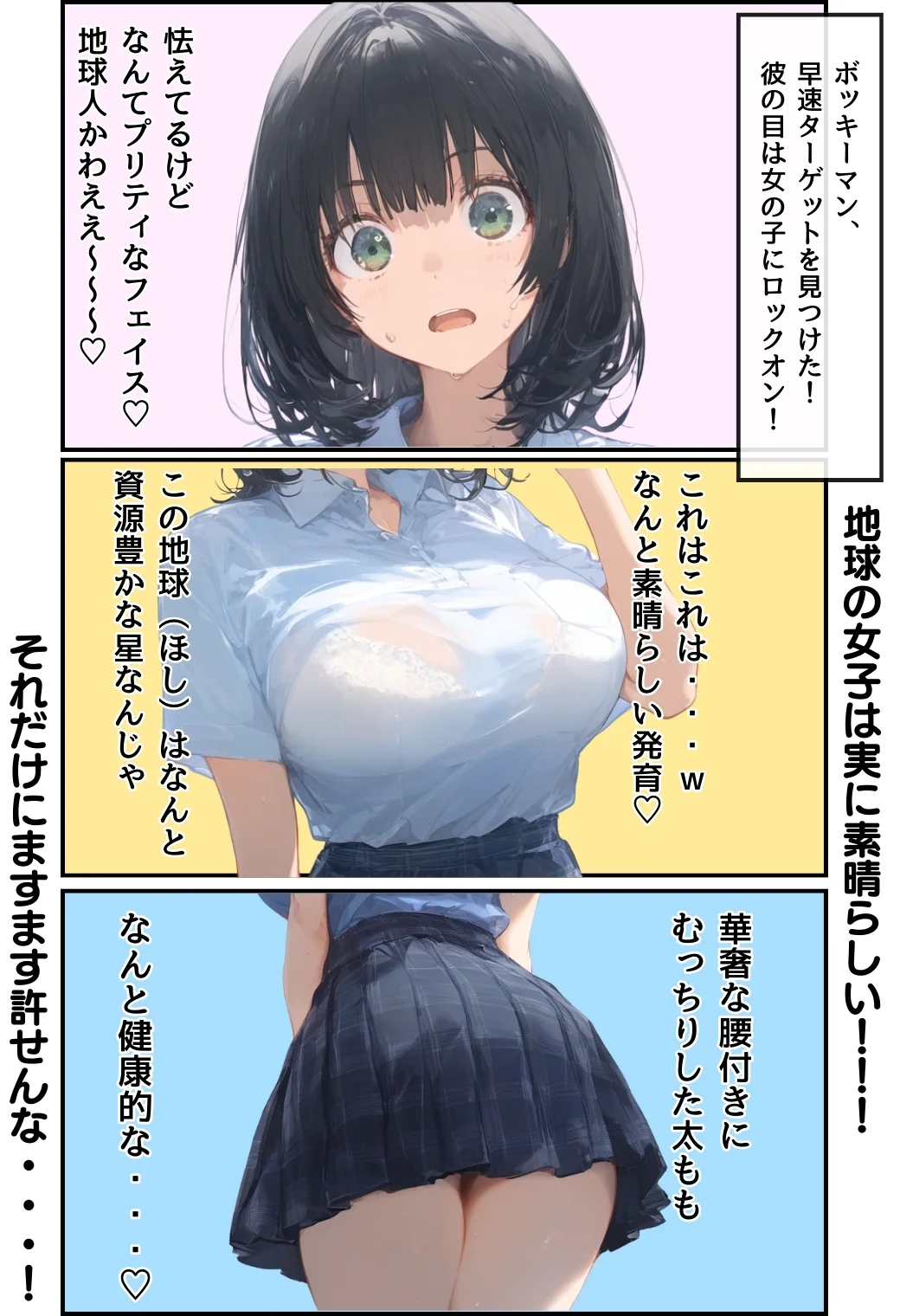 とんでも！ボッキーマン。〜彼氏の前で彼女を寝取ってボッキー！の巻〜 ギャグ・コメディ・巨乳・寝取り・寝取られ・NTR サンプル8ページ目（竿役が種付けおじさんじゃないとヌケないんだが・・・）