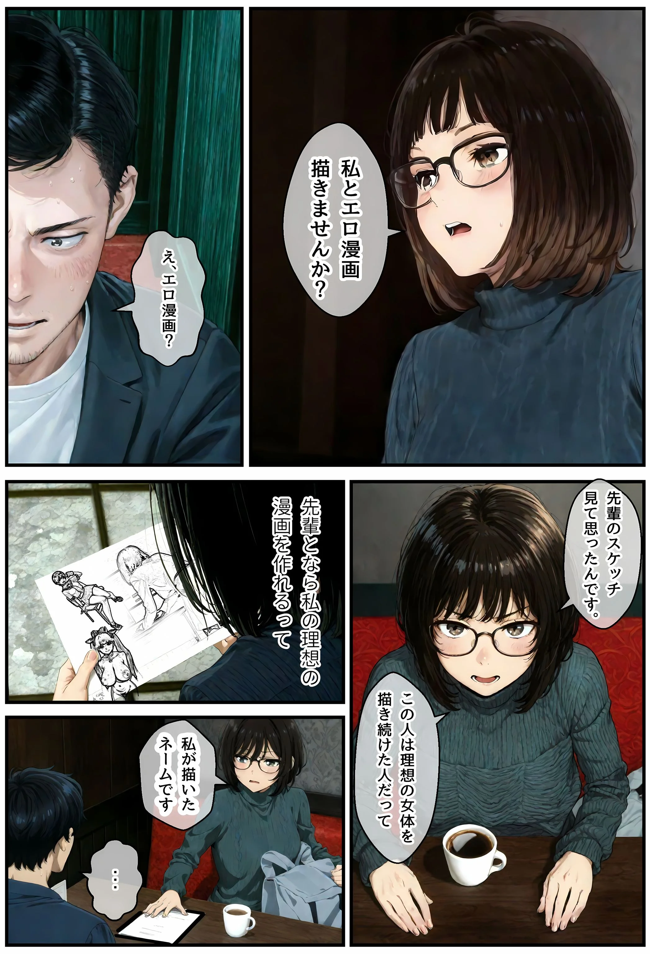 地味でオタクな後輩とエロ漫画を作ることになったんだが 巨乳・めがね・フェラ サンプル8ページ目（アヤカシノイチ）