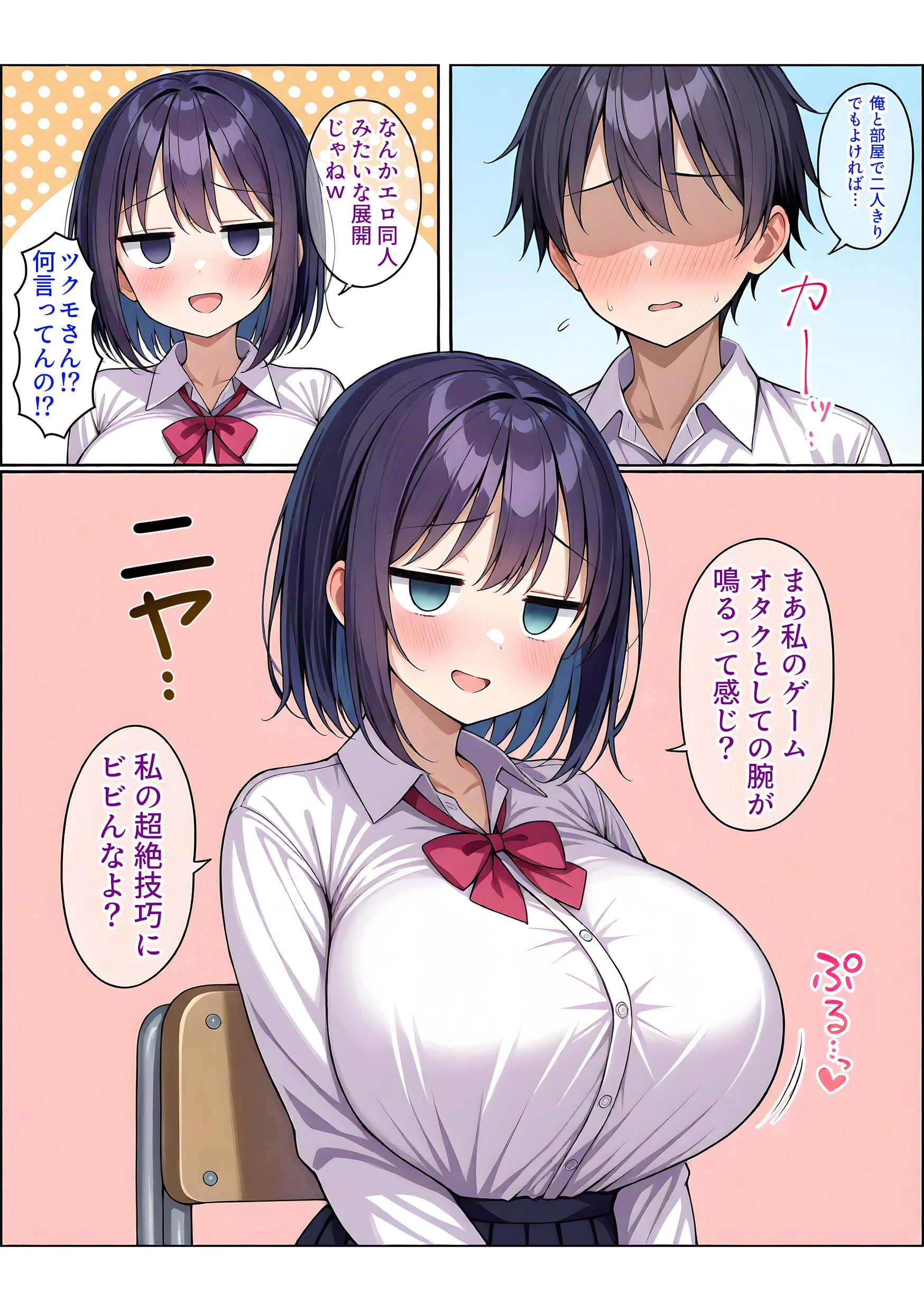 ジト目巨乳のゲームオタクJKと中出しセックスする話 処女・巨乳・中出し サンプル9ページ目（ぬるぬるアニメ）