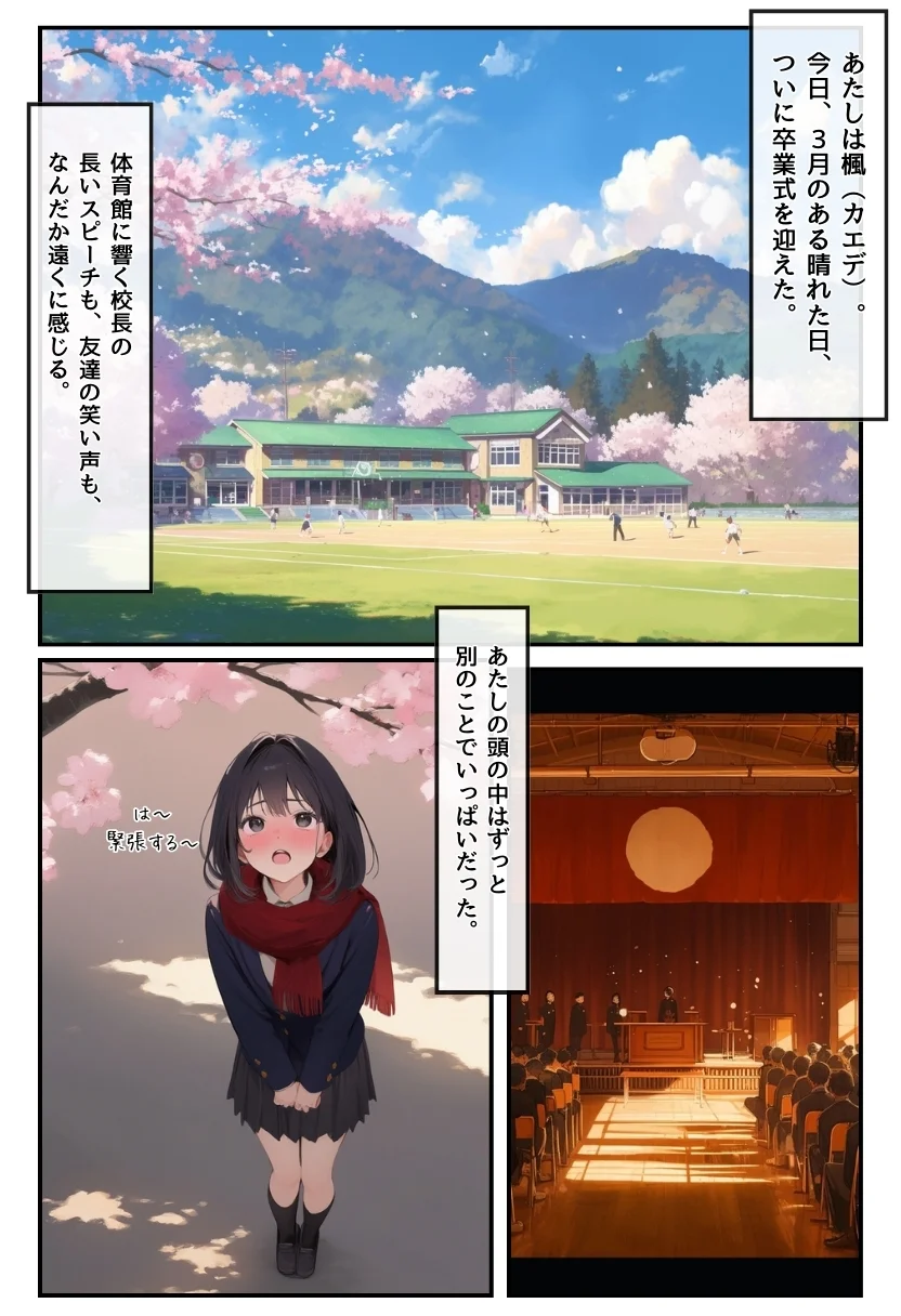 私と先生の卒業式〜禁断の関係、教え子とのセックスがこんなにも気持ちいいなんて〜 制服・処女・中出し サンプル2ページ目（竿役が種付けおじさんじゃないとヌケないんだが・・・）