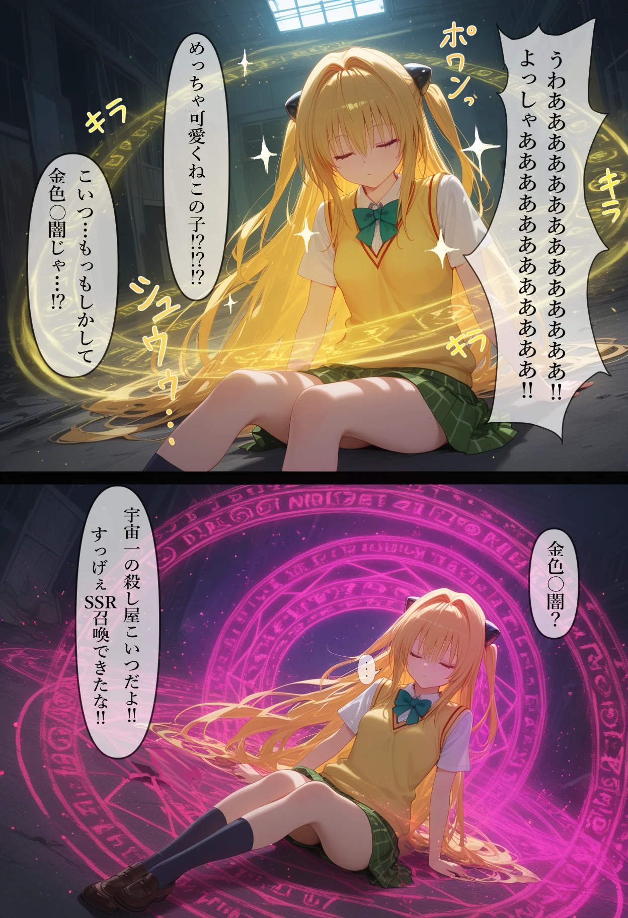 凌●召喚  召喚ヒロインには人権が無いので好き放題●されました〜金●の闇編〜 ファンタジー・制服・中出し サンプル1ページ目（召喚師ジバ）