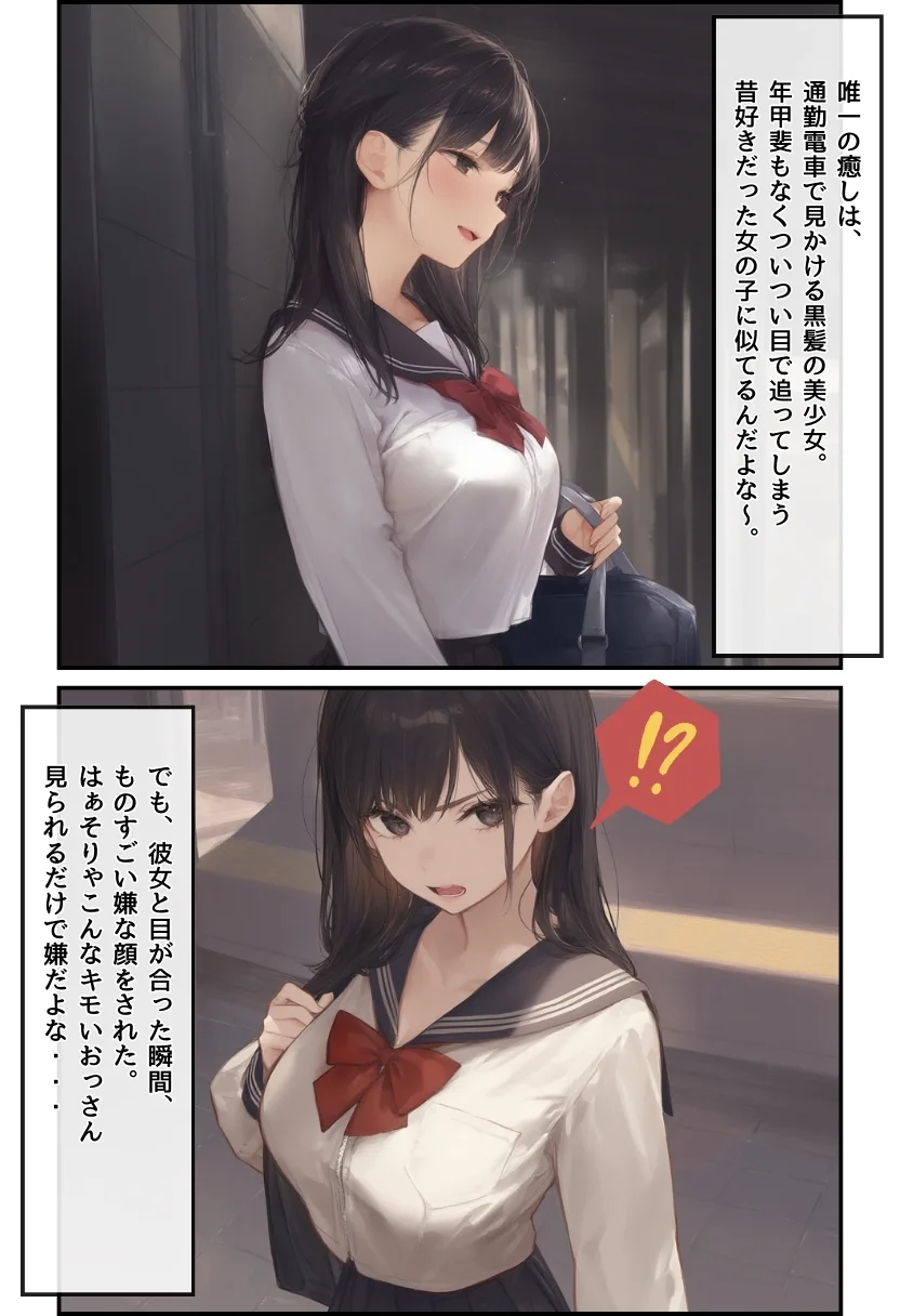 【無敵の人】人生に絶望した弱者男性のおじさんが無敵になるまで 辱め・制服・処女 サンプル3ページ目（竿役が種付けおじさんじゃないとヌケないんだが・・・）