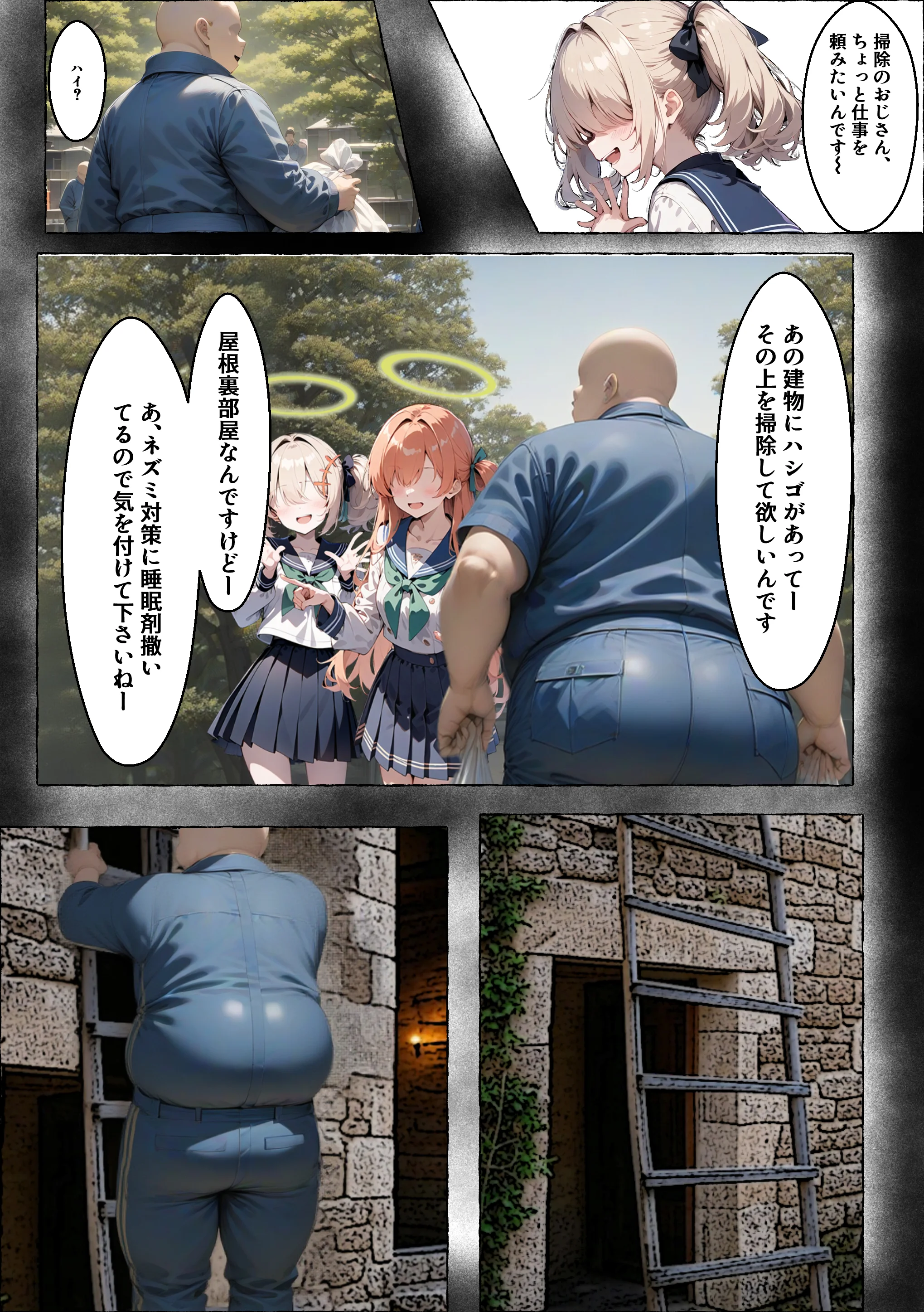 ティーパーティーのお姫様が用務員のおっさんに寝取られる話 〜ミカNTR〜 辱め・制服・処女 サンプル11ページ目（山口雄太郎）