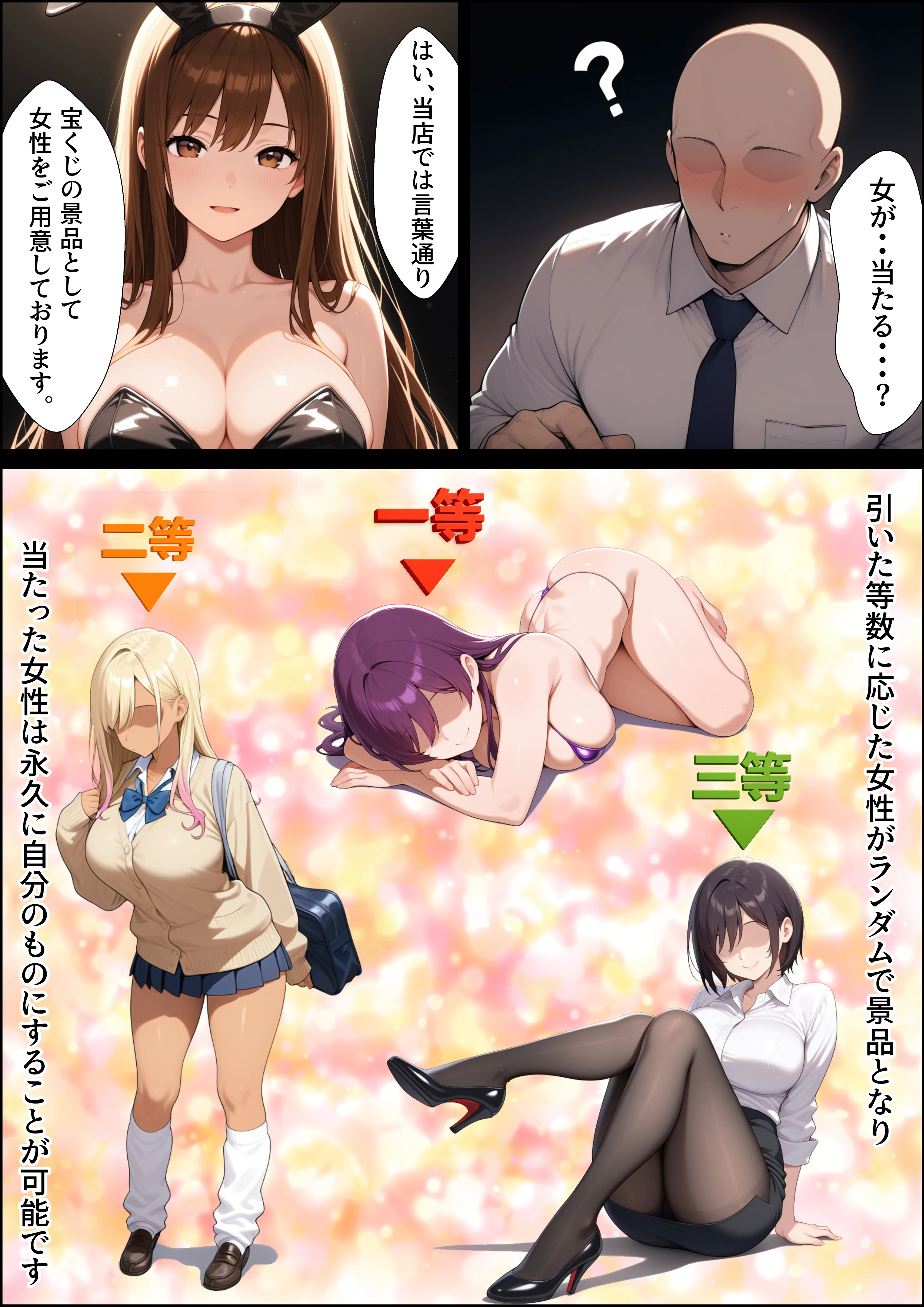 一獲千女〜女が当たる宝くじで一等を当てた男〜【美人ギャル親子編】 SM・ギャル・ハーレム サンプル3ページ目(しゃる)