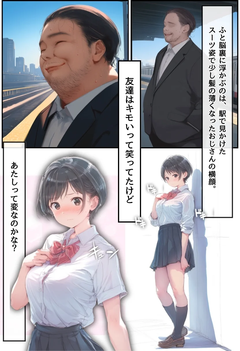 おじさん限定マッチングアプリ【おじ恋】で処女捧げちゃいました。 制服・処女・巨乳 サンプル4ページ目（竿役が種付けおじさんじゃないとヌケないんだが・・・）