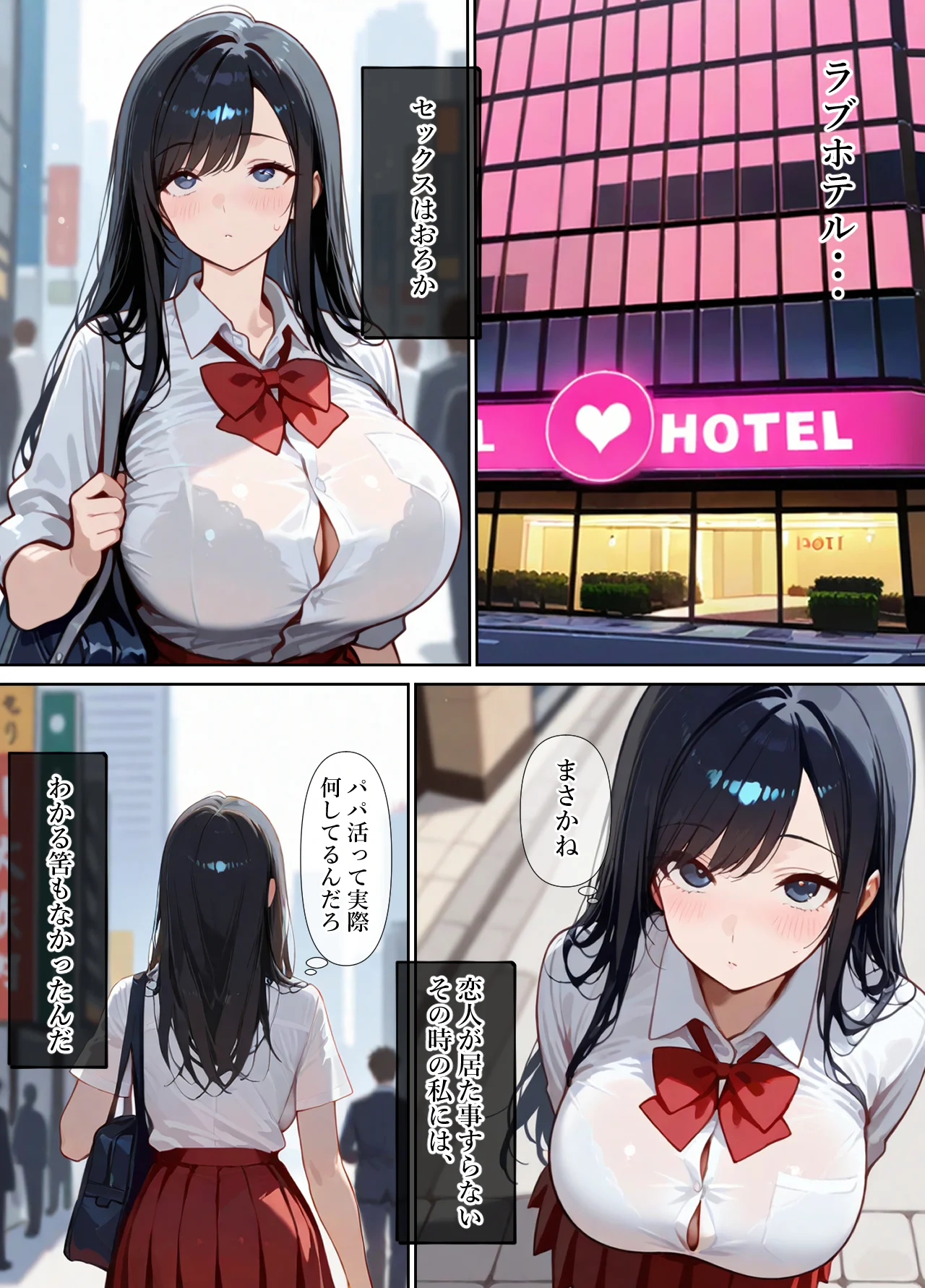 一般的パパ活事情〜大人の世界なんて知らなかった私が友達のパパを寝とっちゃう話〜 制服・処女・巨乳 サンプル2ページ目（ぱるぱるむんむん）