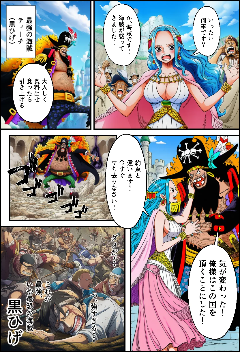 ワン〇ース  女海賊と黒ひげ〜精子をかけたセックス〜 辱め・巨乳・野外・露出 サンプル3ページ目（イッキ）