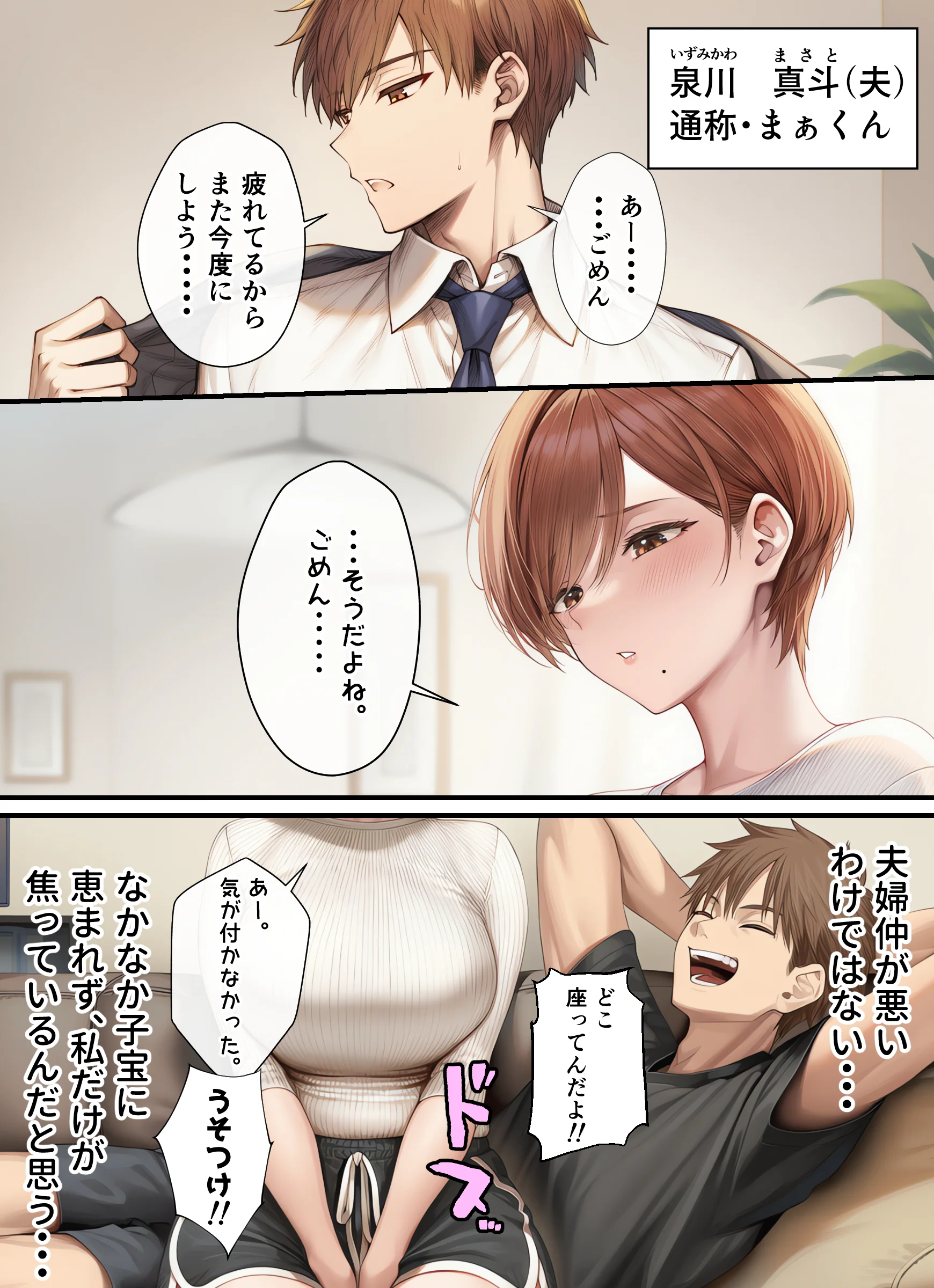妊活中（セックスレス）の巨乳人妻が絶頂リフレで性感開花して夫とあまあま子作りセックスするまで 人妻・主婦・巨乳・ラブラブ・あまあま サンプル2ページ目（ちゃんあい）