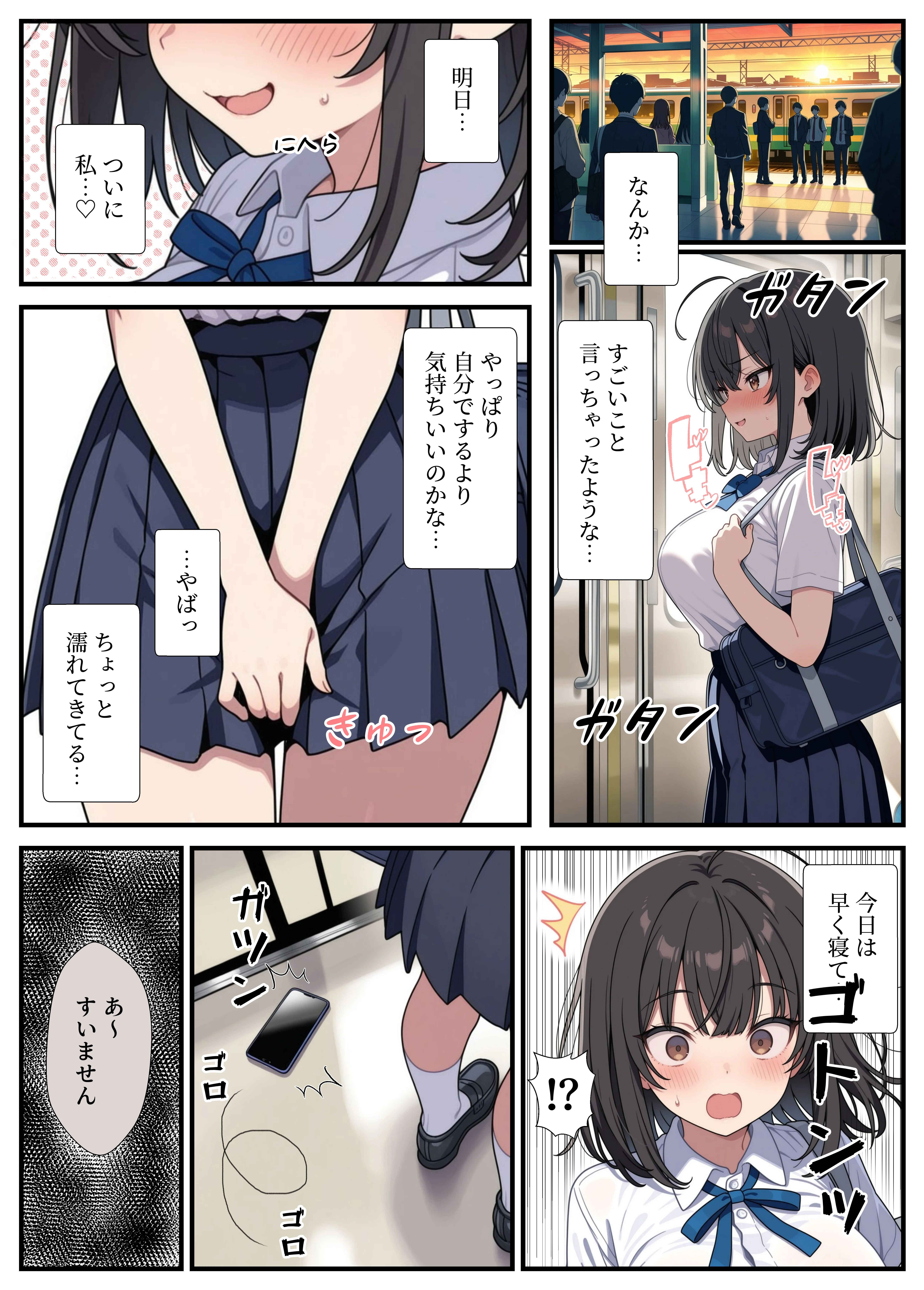 黒髪巨乳の幼馴染が──彼氏との初H直前に見知らぬ男の催●で堕とされる話 クンニ・制服・処女 サンプル9ページ目（Nick）