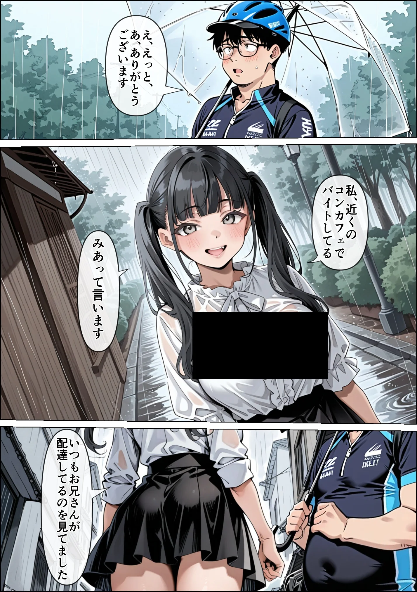 Ub●rの配達先で推しコンカフェ嬢が彼氏とヤってた話 ウェイトレス・巨乳・寝取り・寝取られ・NTR サンプル7ページ目（ピココミック）