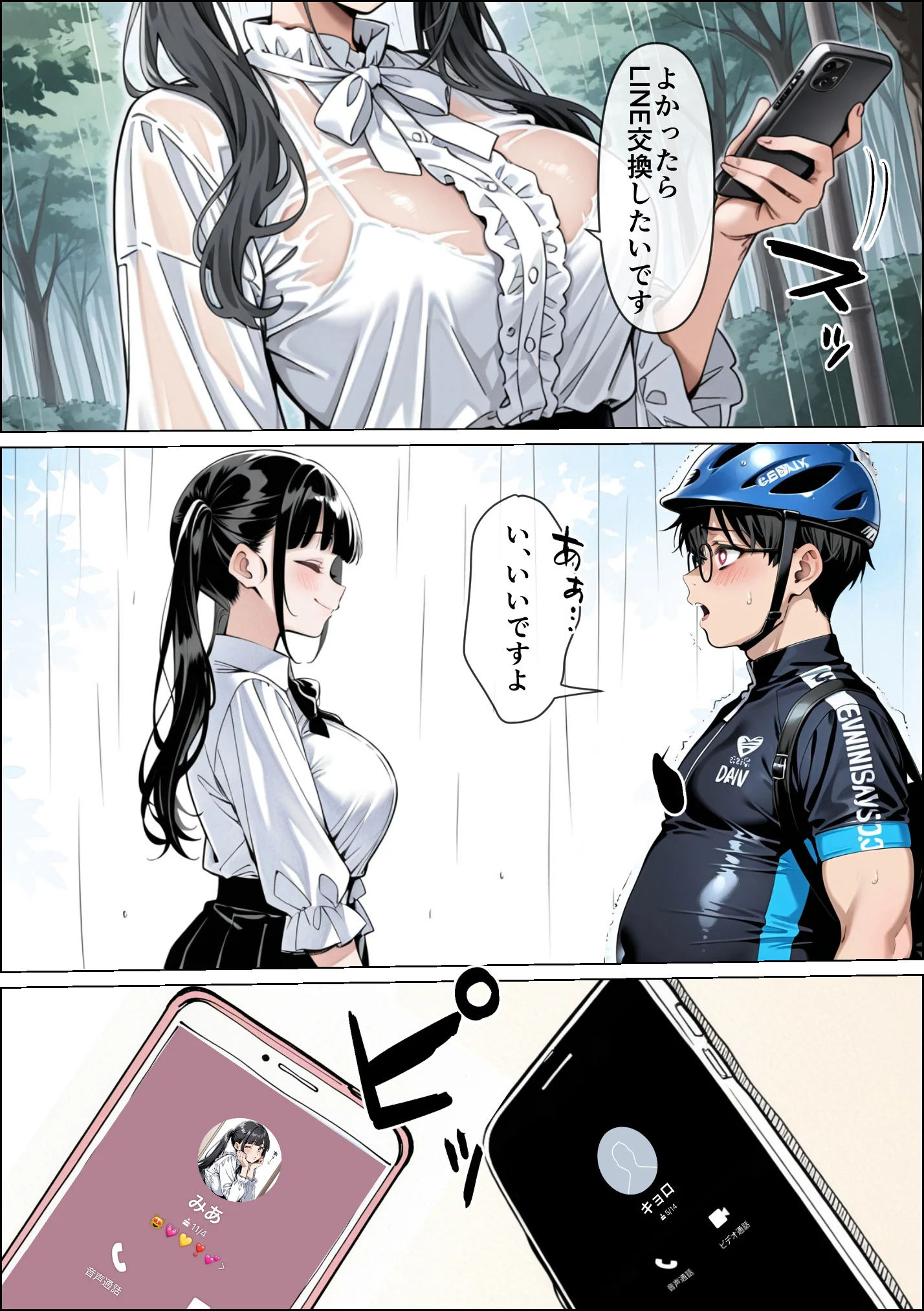 Ub●rの配達先で推しコンカフェ嬢が彼氏とヤってた話 ウェイトレス・巨乳・寝取り・寝取られ・NTR サンプル9ページ目（ピココミック）