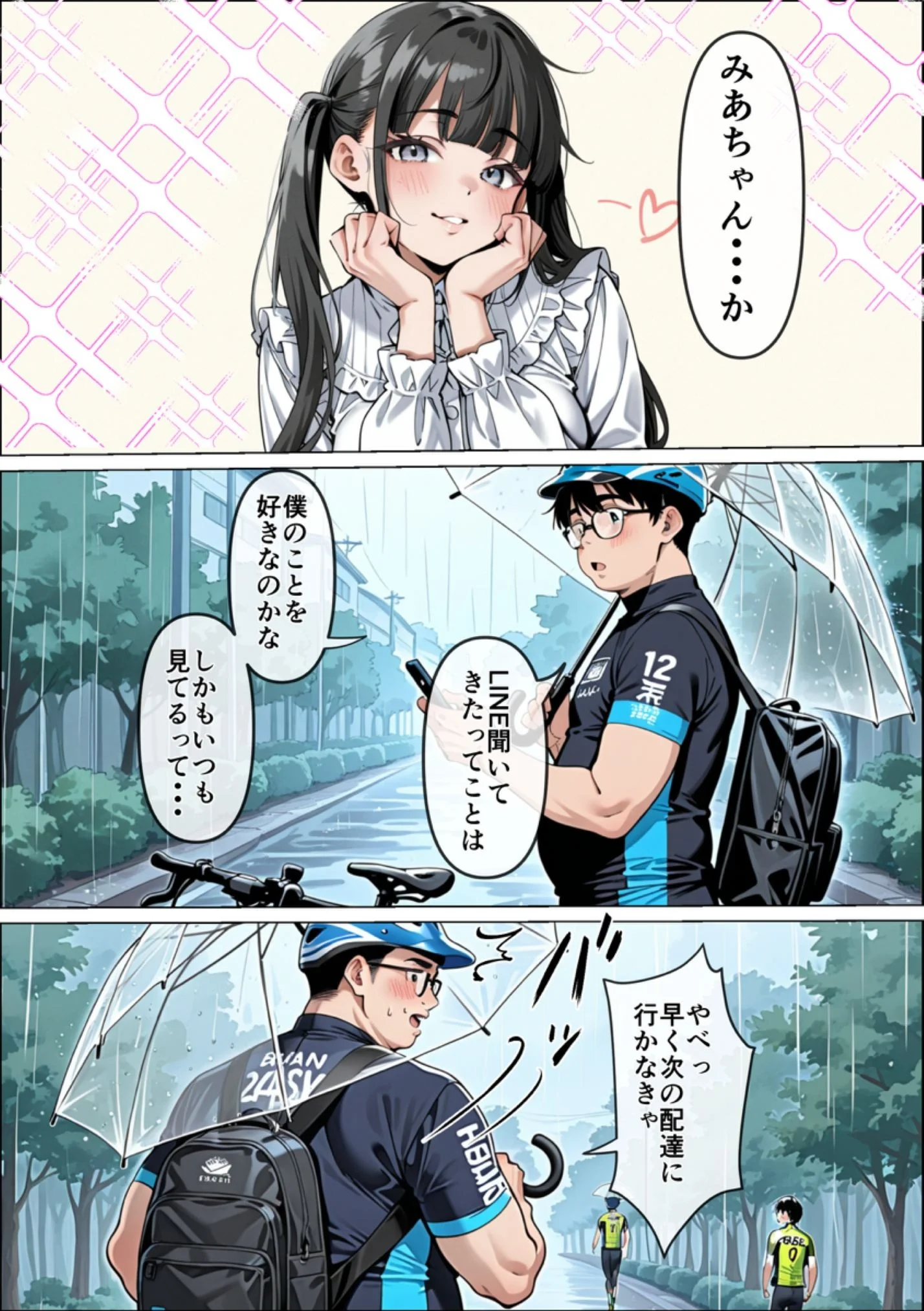 Ub●rの配達先で推しコンカフェ嬢が彼氏とヤってた話 ウェイトレス・巨乳・寝取り・寝取られ・NTR サンプル11ページ目（ピココミック）