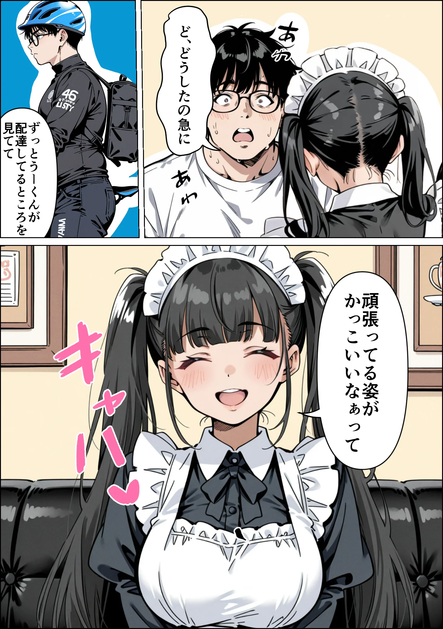 Ub●rの配達先で推しコンカフェ嬢が彼氏とヤってた話 ウェイトレス・巨乳・寝取り・寝取られ・NTR サンプル21ページ目（ピココミック）