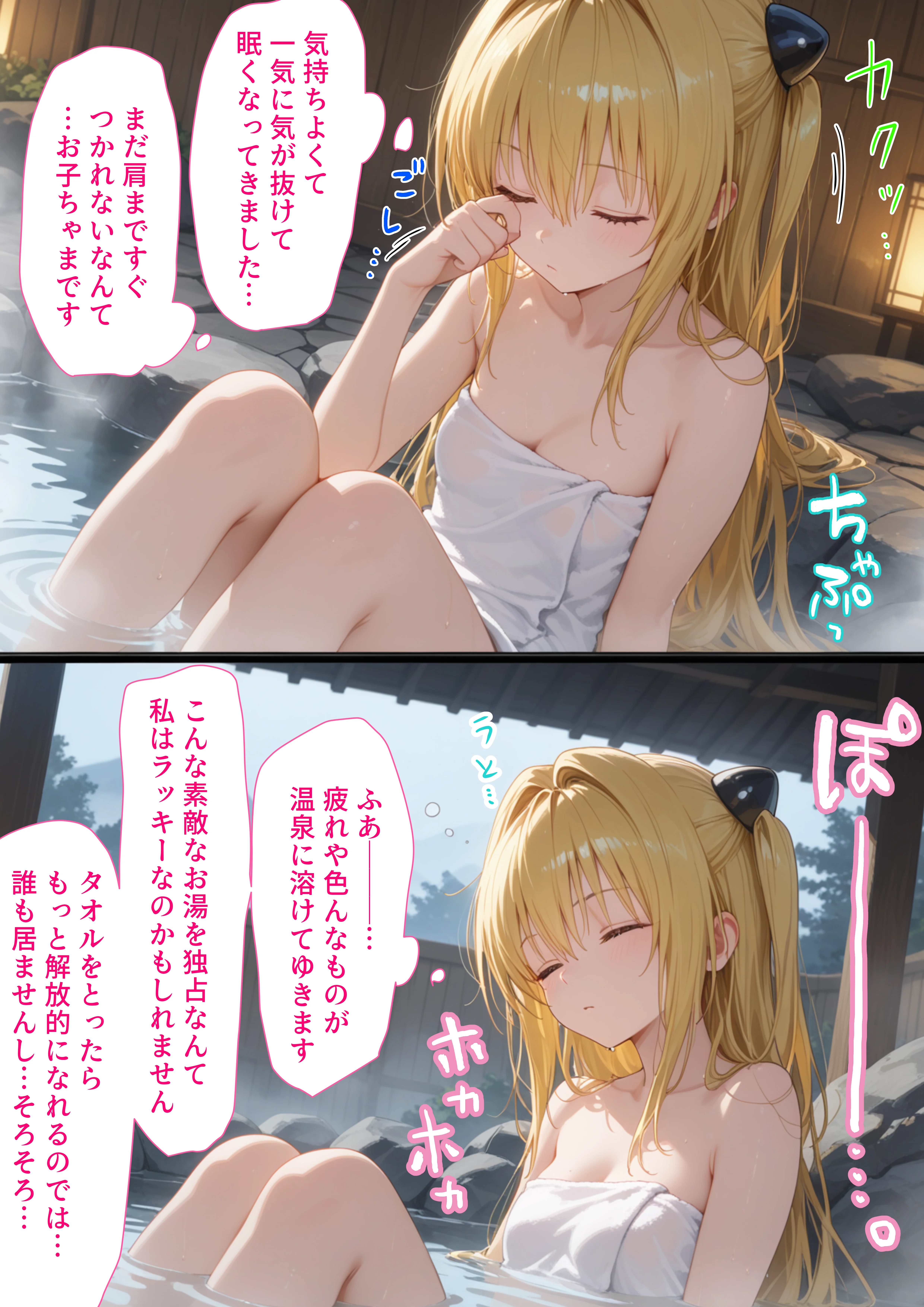 湯けむり 痴〇温泉 〜金色〇ヤミ〜 辱め・野外・露出・中出し サンプル5ページ目（湯屋）