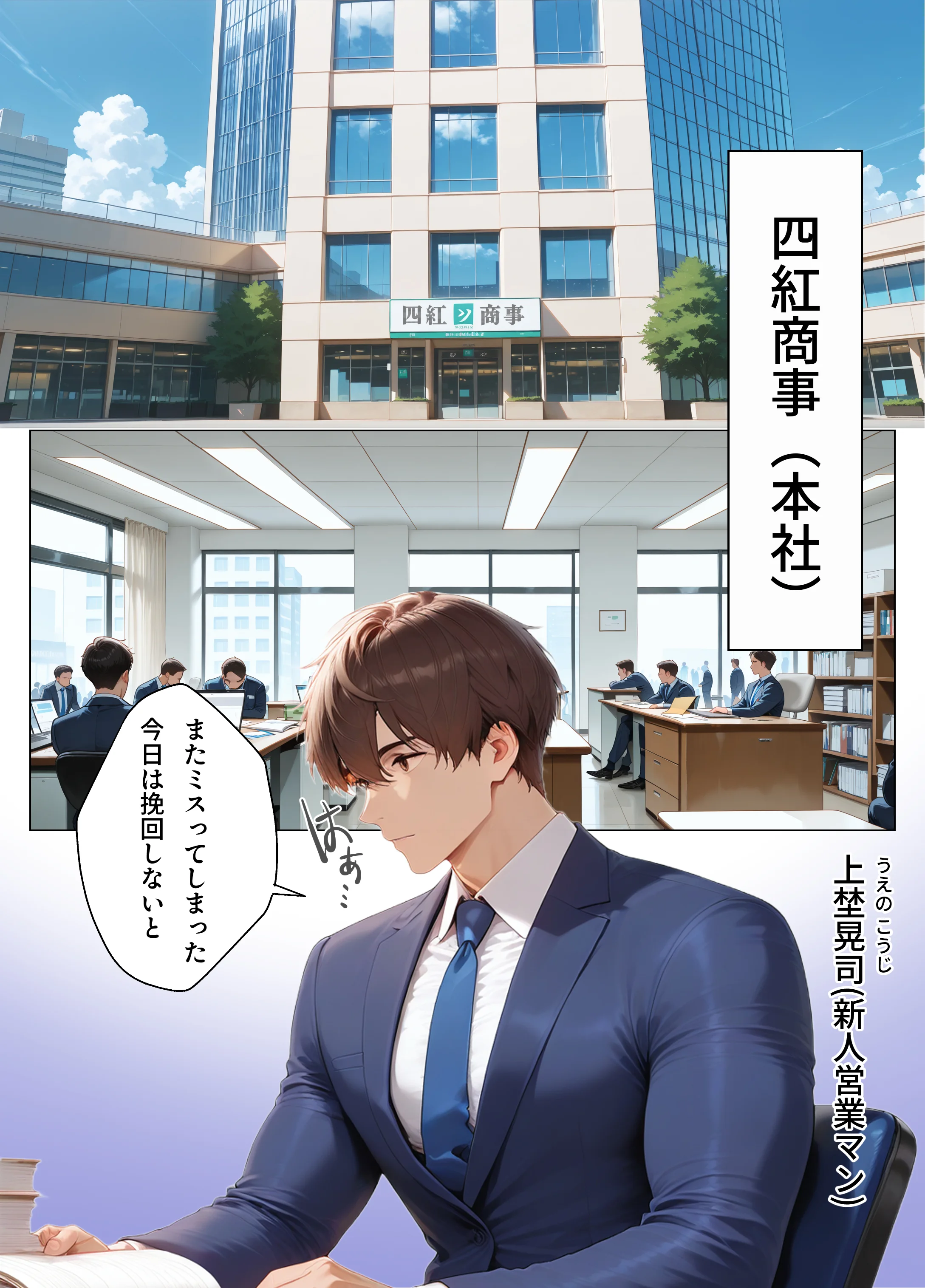 真面目な爆乳上司にコスプレセックスを調教したら母乳を吹き出しながらドMでド変態になってしまった話（新入社員 上埜晃司1 品野美弥編） 人妻・主婦・巨乳・パイズリ サンプル2ページ目（ダダーン☆ボヨヨン）