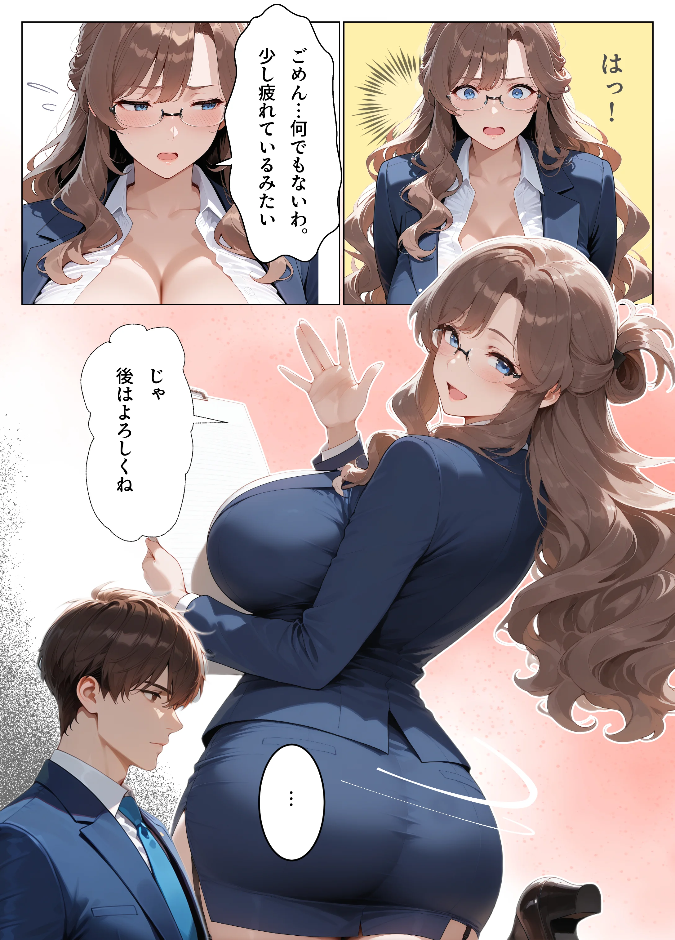 真面目な爆乳上司にコスプレセックスを調教したら母乳を吹き出しながらドMでド変態になってしまった話（新入社員 上埜晃司1 品野美弥編） 人妻・主婦・巨乳・パイズリ サンプル6ページ目（ダダーン☆ボヨヨン）