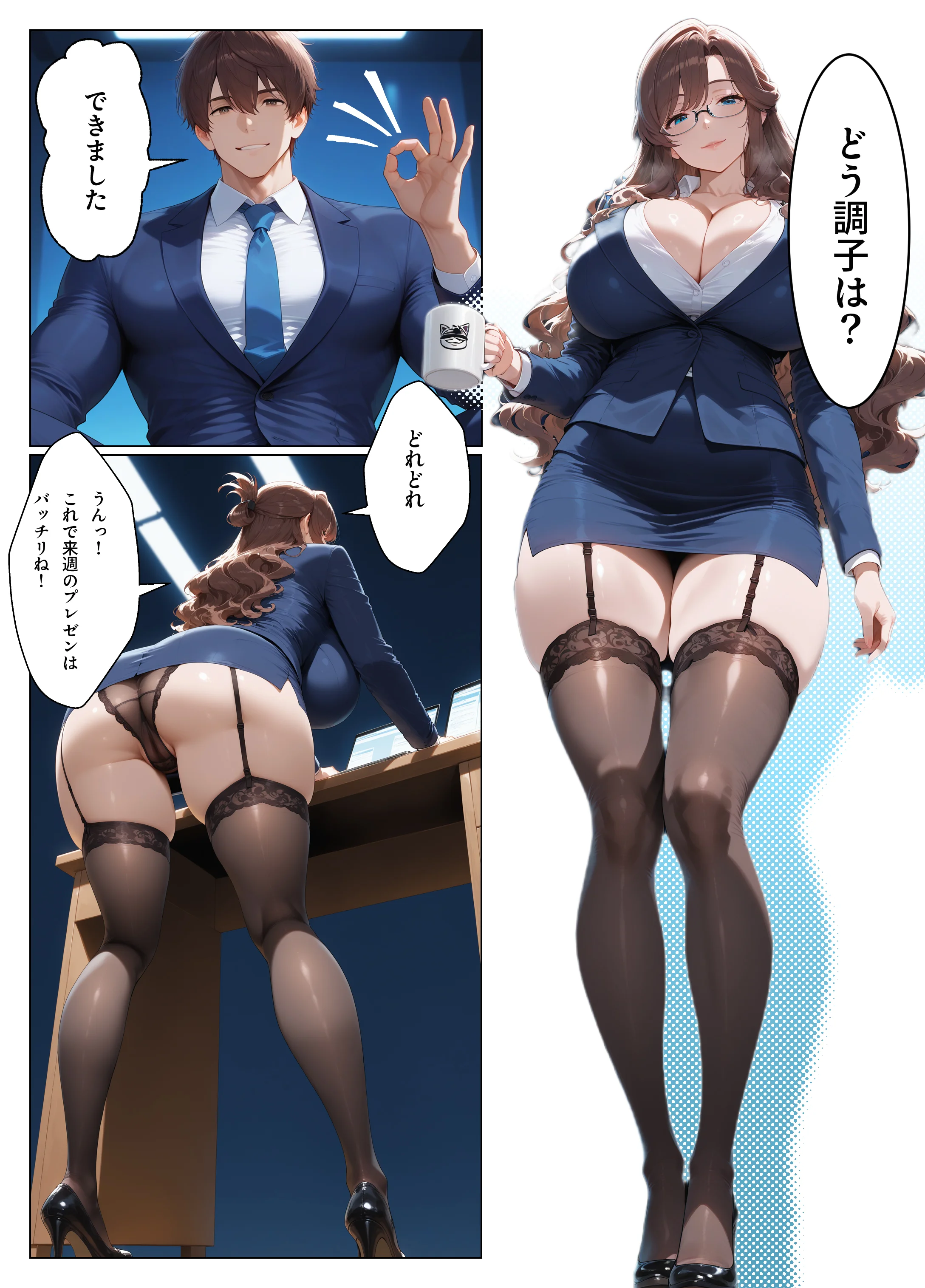 真面目な爆乳上司にコスプレセックスを調教したら母乳を吹き出しながらドMでド変態になってしまった話（新入社員 上埜晃司1 品野美弥編） 人妻・主婦・巨乳・パイズリ サンプル24ページ目（ダダーン☆ボヨヨン）