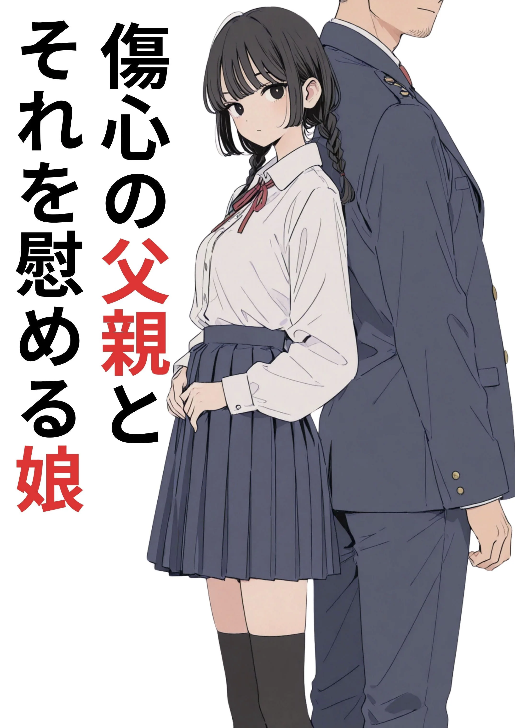 傷心の父親とそれを慰める娘 制服・近親相姦・退廃・背徳・インモラル サンプル1ページ目（だれもが）