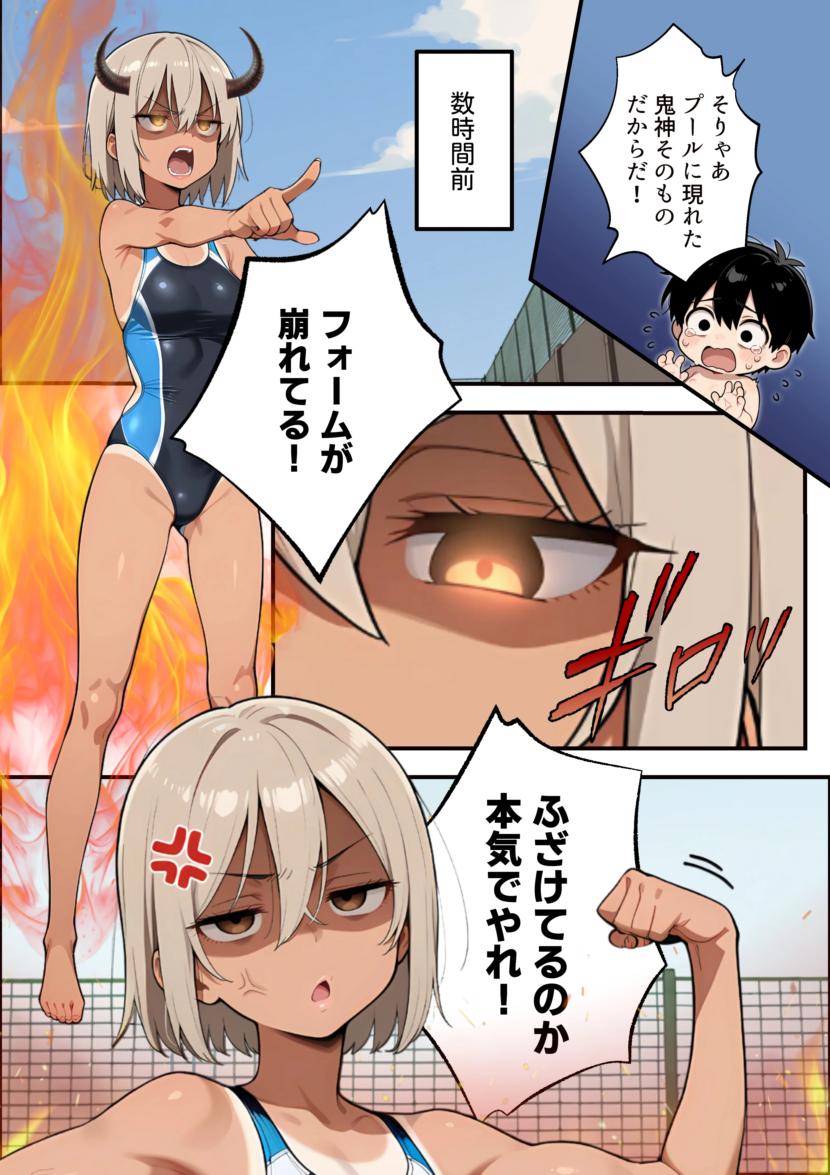 競泳美女コーチのオナニー俺、見ちゃった。 筋肉・競泳・スクール水着・盗撮・のぞき サンプル6ページ目（せんせいびより）