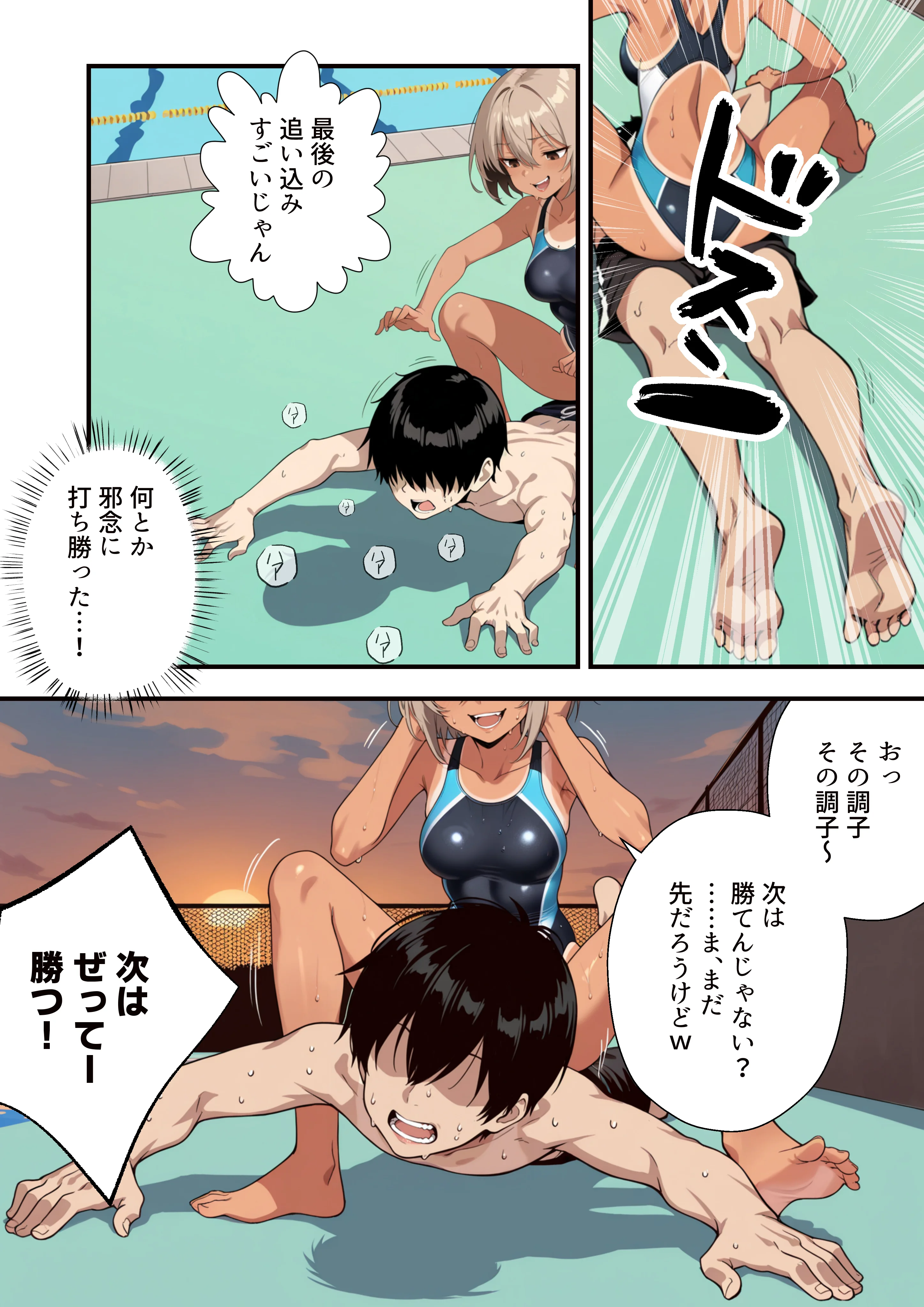 競泳美女コーチのオナニー俺、見ちゃった。 筋肉・競泳・スクール水着・盗撮・のぞき サンプル12ページ目（せんせいびより）
