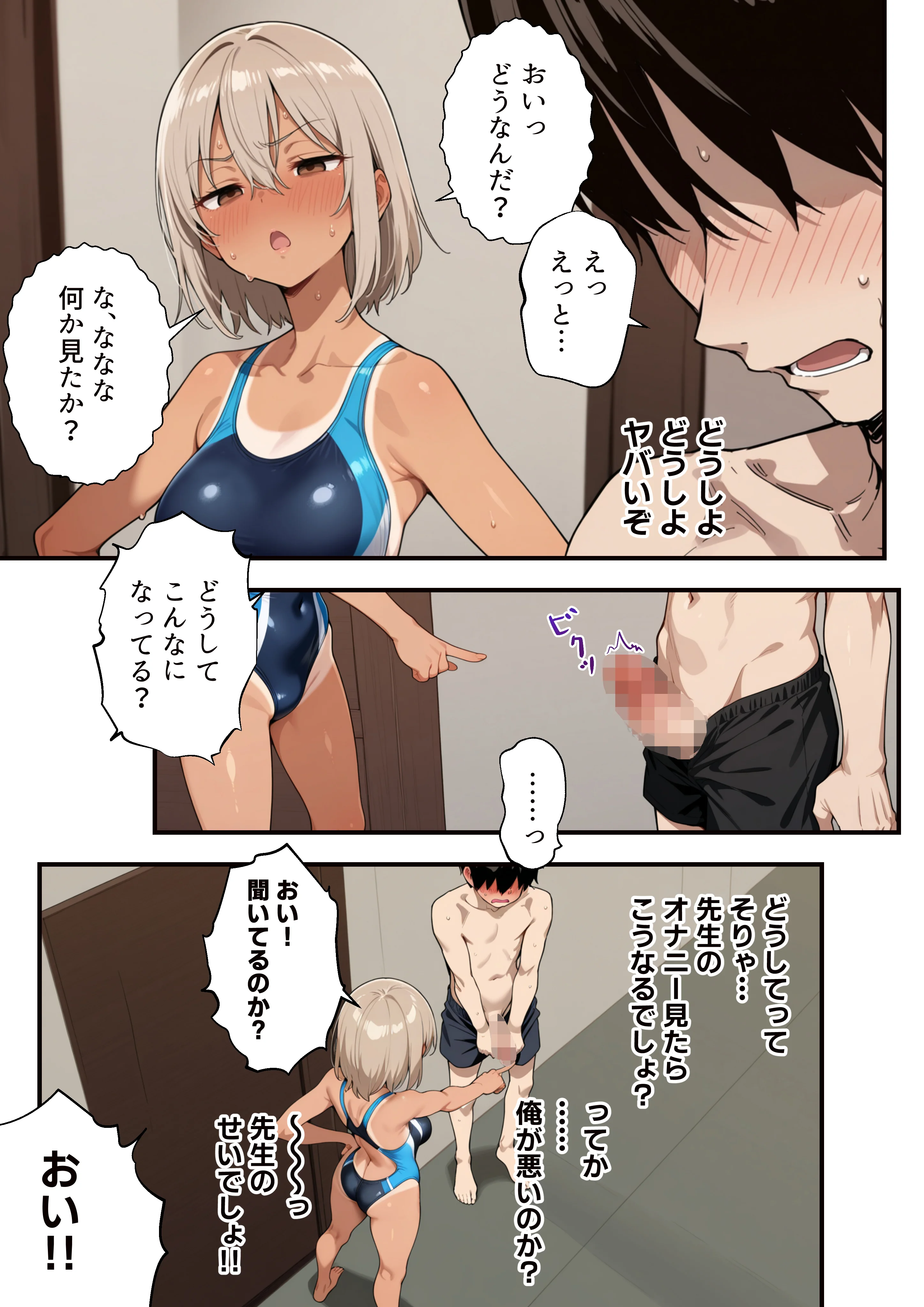 競泳美女コーチのオナニー俺、見ちゃった。 筋肉・競泳・スクール水着・盗撮・のぞき サンプル24ページ目（せんせいびより）