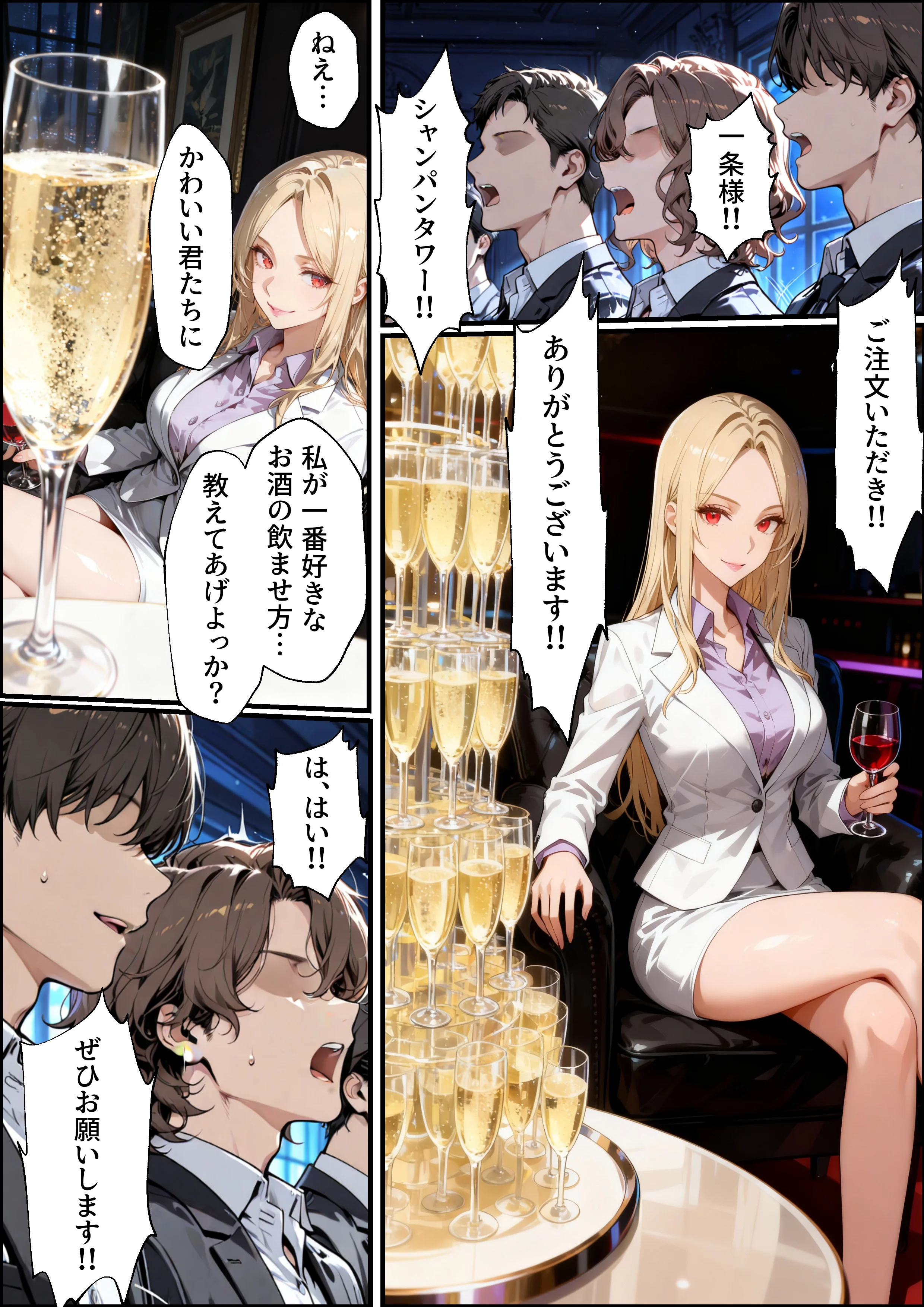 ホス狂い女社長、おち〇ぽ100本抜かないと出られない部屋、全員抜くまで帰れません！ 巨乳・乱交・中出し サンプル5ページ目（性欲解放戦線）