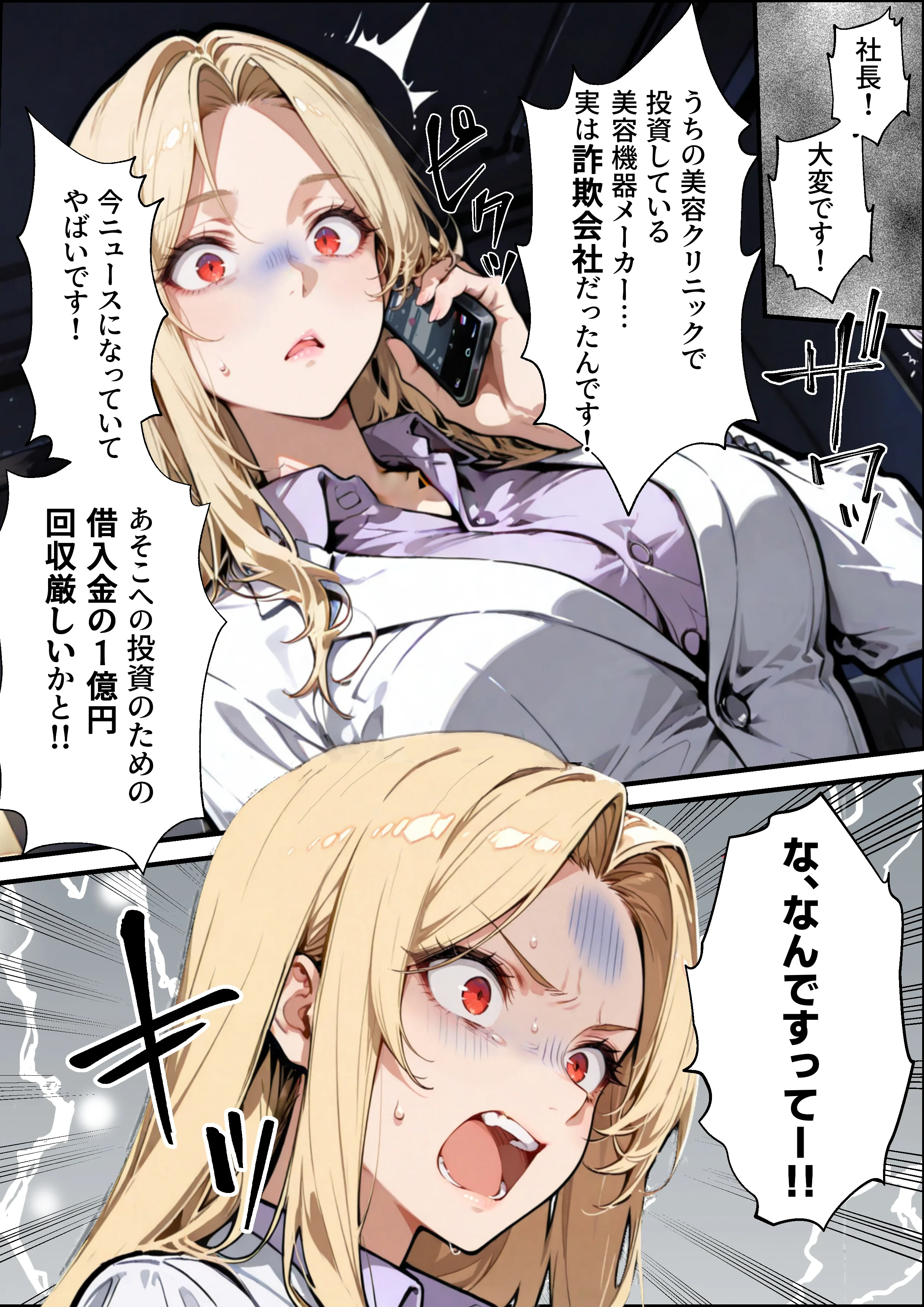 ホス狂い女社長、おち〇ぽ100本抜かないと出られない部屋、全員抜くまで帰れません！ 巨乳・乱交・中出し サンプル8ページ目（性欲解放戦線）