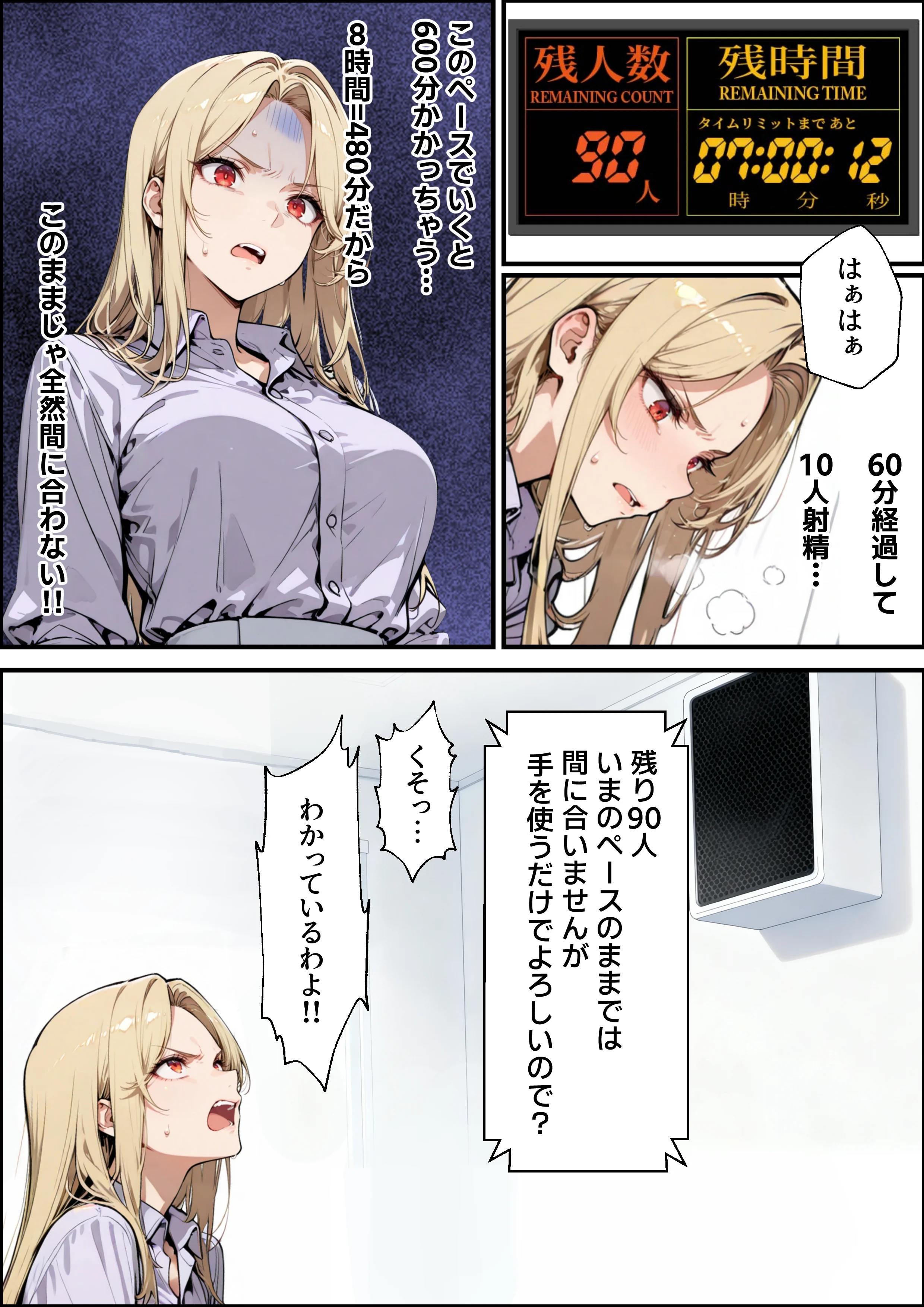 ホス狂い女社長、おち〇ぽ100本抜かないと出られない部屋、全員抜くまで帰れません！ 巨乳・乱交・中出し サンプル27ページ目（性欲解放戦線）