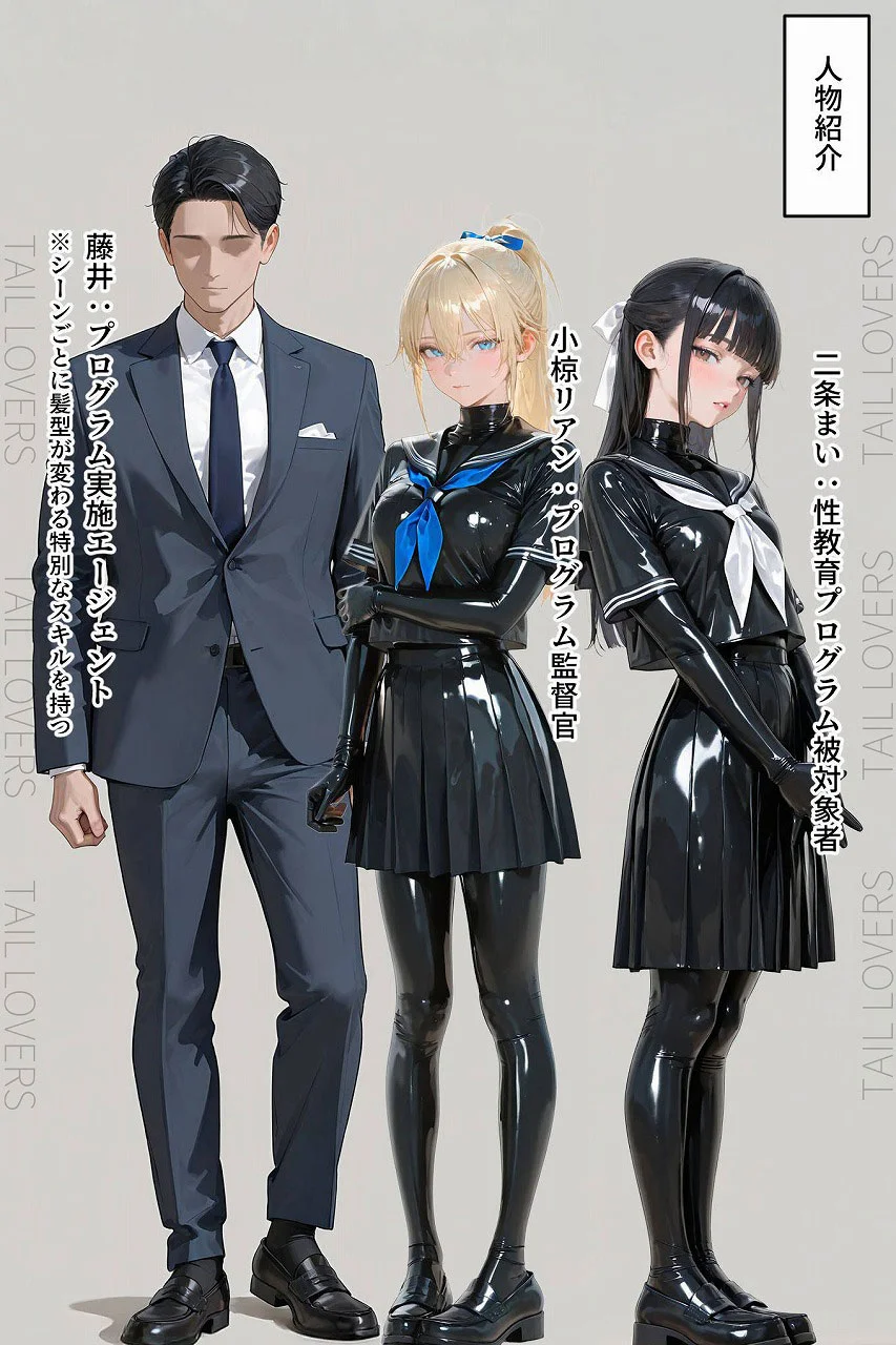 ラバーセーラー服の学生たちと過ごす二重性活｜護謨学院 辱め 制服 学園もの サンプル2ページ目（TAIL LOVERS）