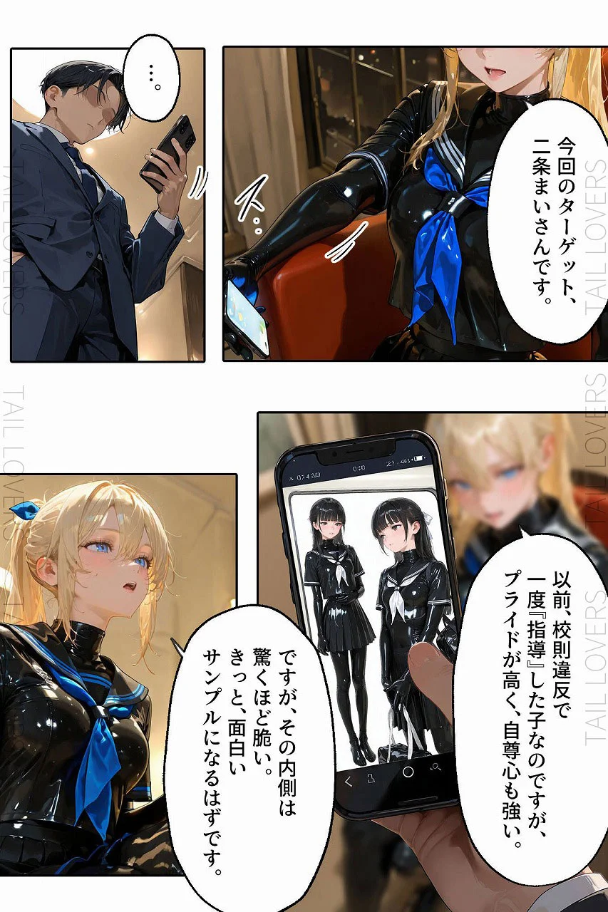 ラバーセーラー服の学生たちと過ごす二重性活｜護謨学院 辱め 制服 学園もの サンプル9ページ目（TAIL LOVERS）