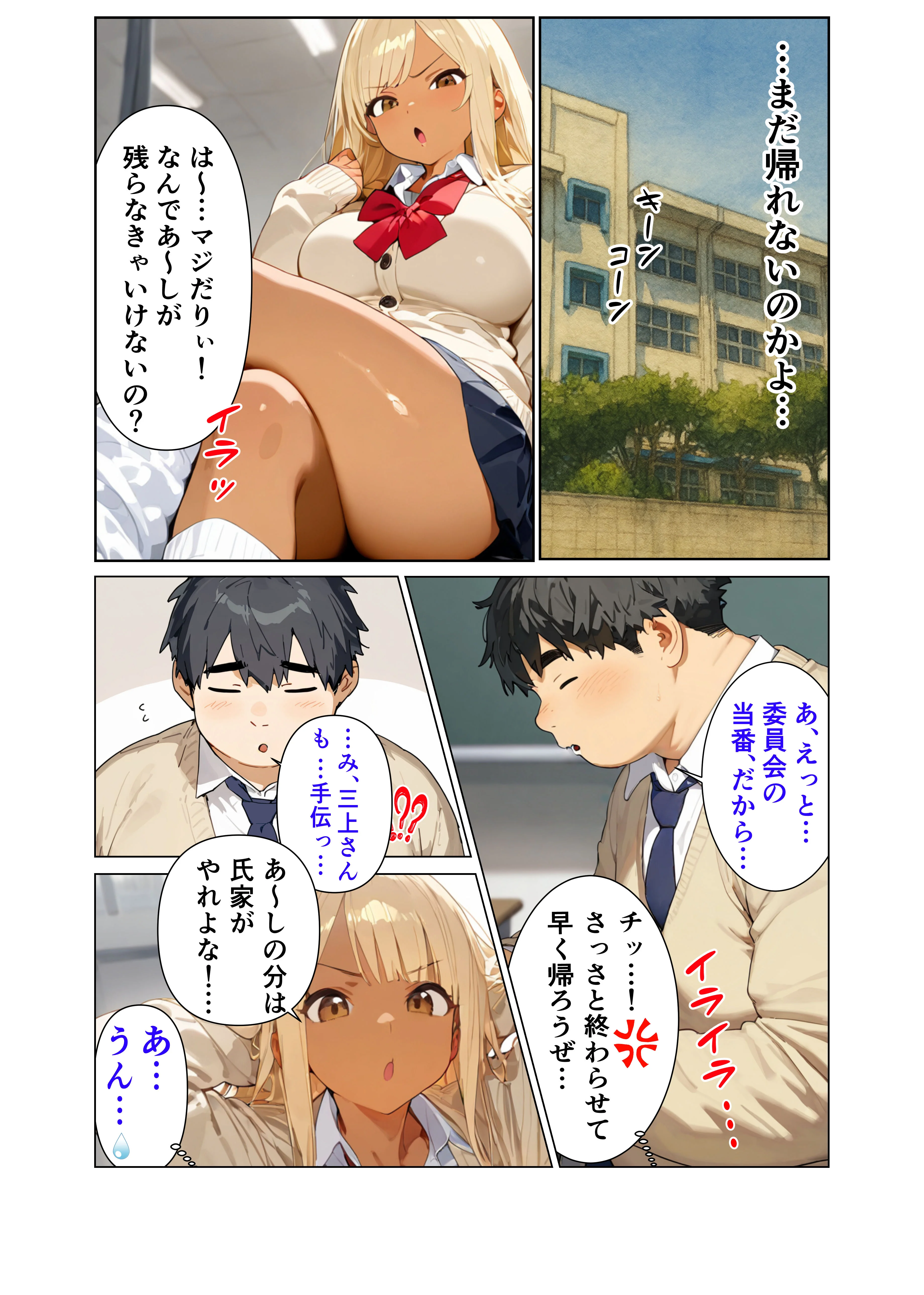陰キャのデカチンがバレた日〜ナメてたオタクは規格外チ●ポ〜 制服・巨乳・中出し サンプル1ページ目（おなかいっぱい）