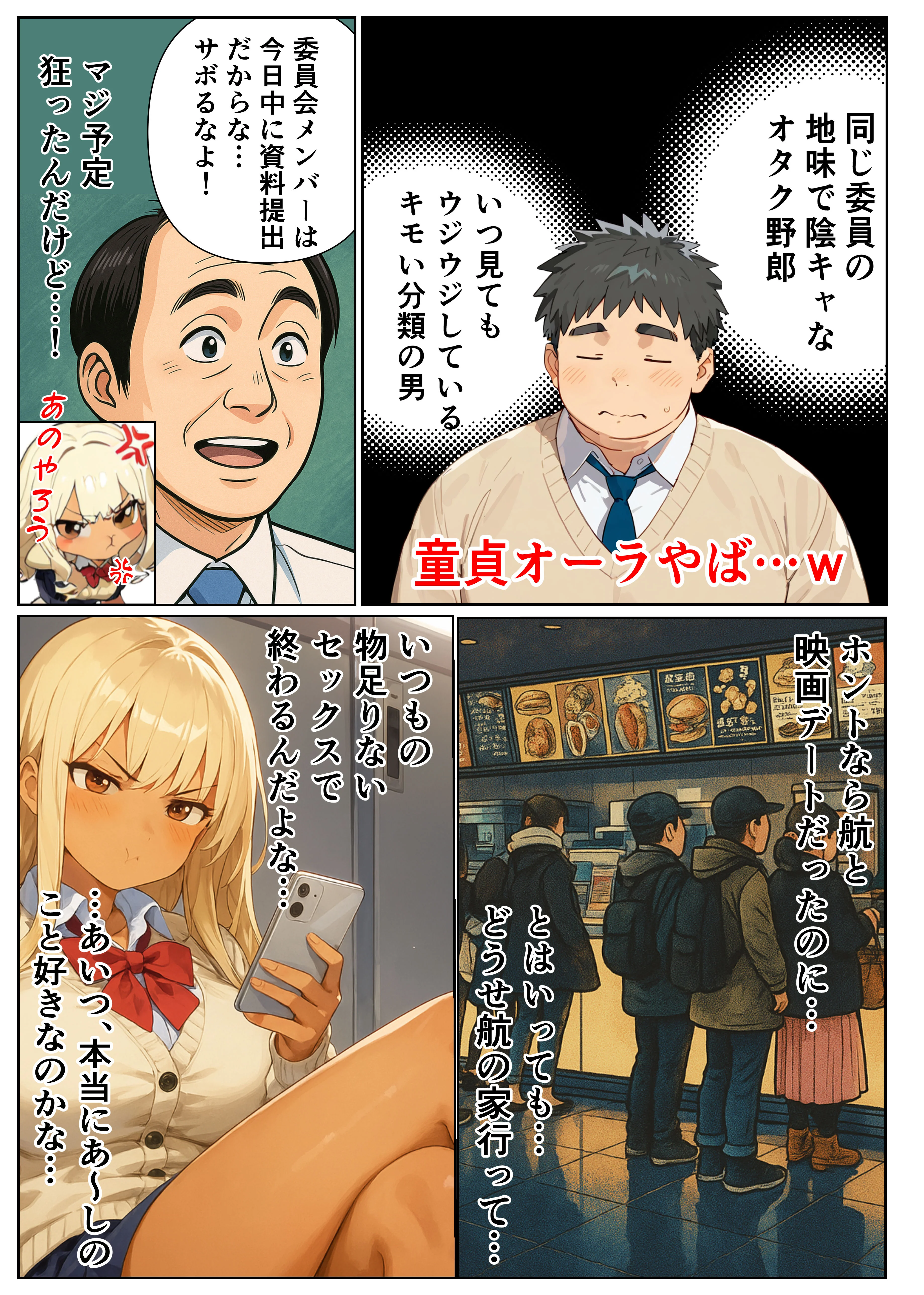陰キャのデカチンがバレた日〜ナメてたオタクは規格外チ●ポ〜 制服・巨乳・中出し サンプル2ページ目（おなかいっぱい）
