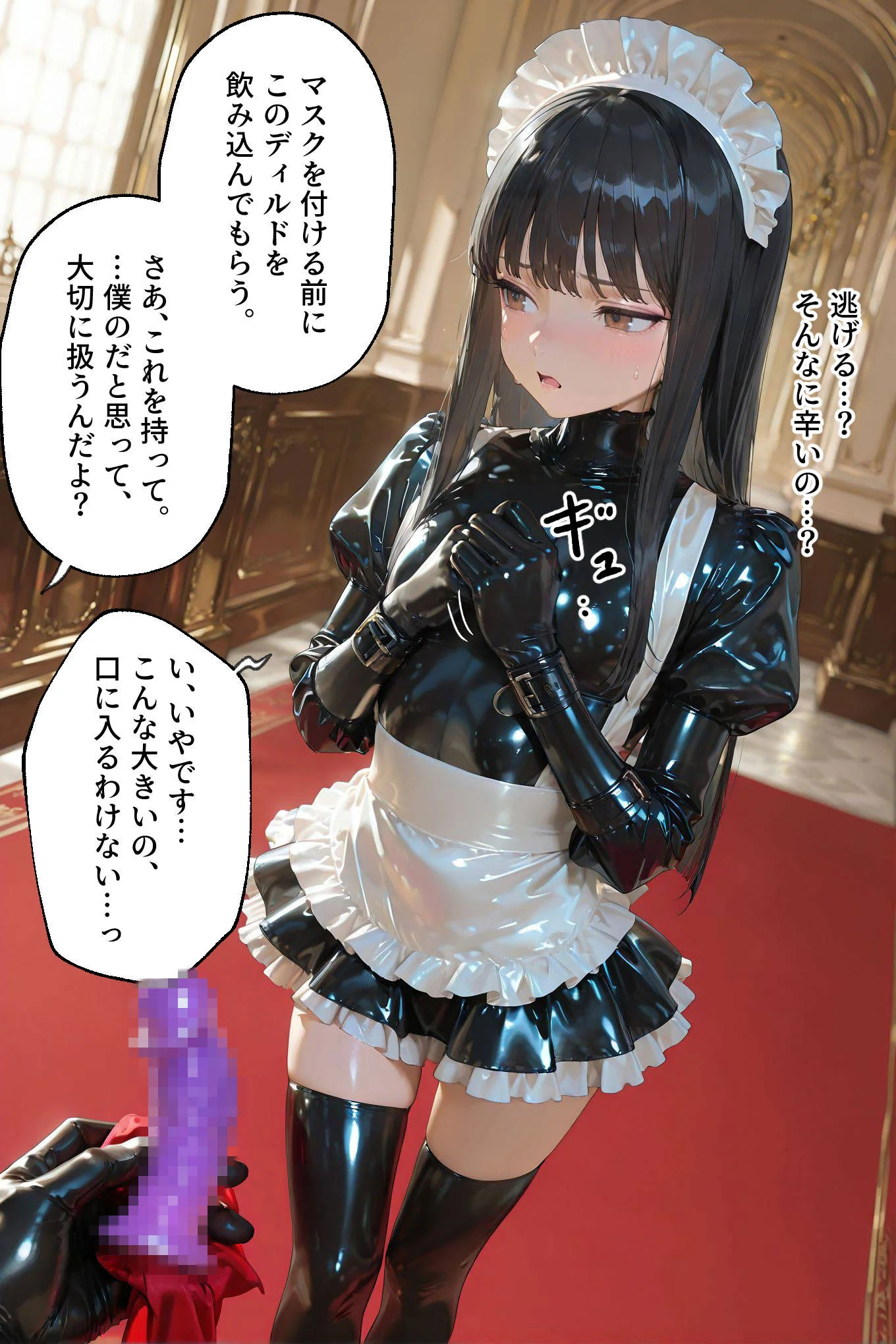 イラマチオ状態で生活するラバーメイド｜究極のSMプレイ 拘束・制服・メイド サンプル4ページ目（TAIL LOVERS）